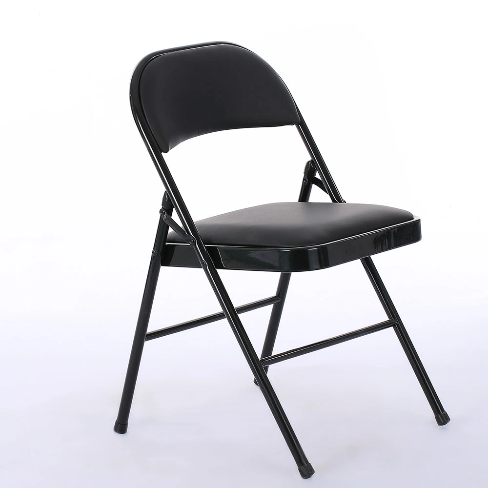 4pcs Elegant Foldable Iron & PVC Chairs for Convention & Exhibition Black view 30