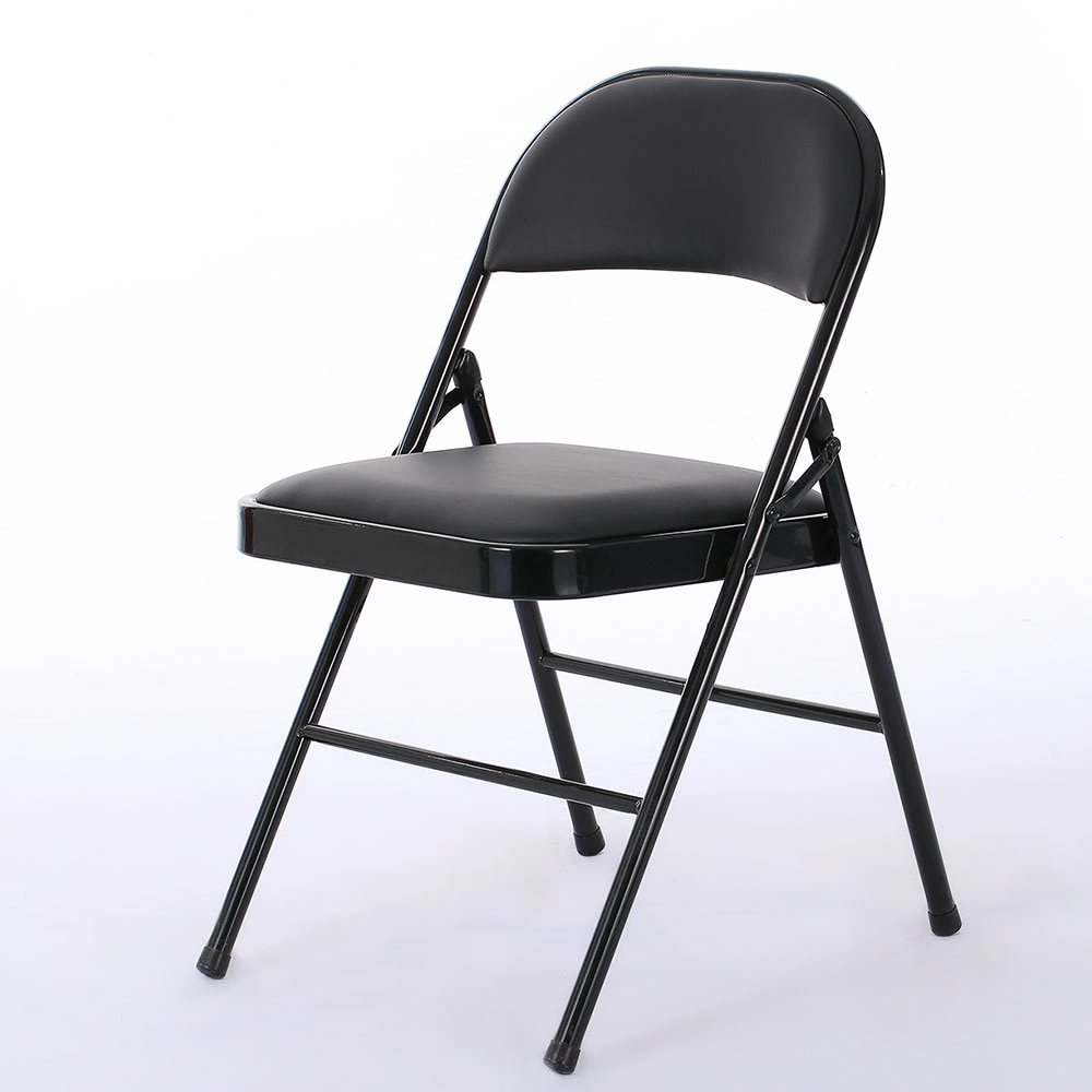 4pcs Elegant Foldable Iron & PVC Chairs for Convention & Exhibition Black view 32