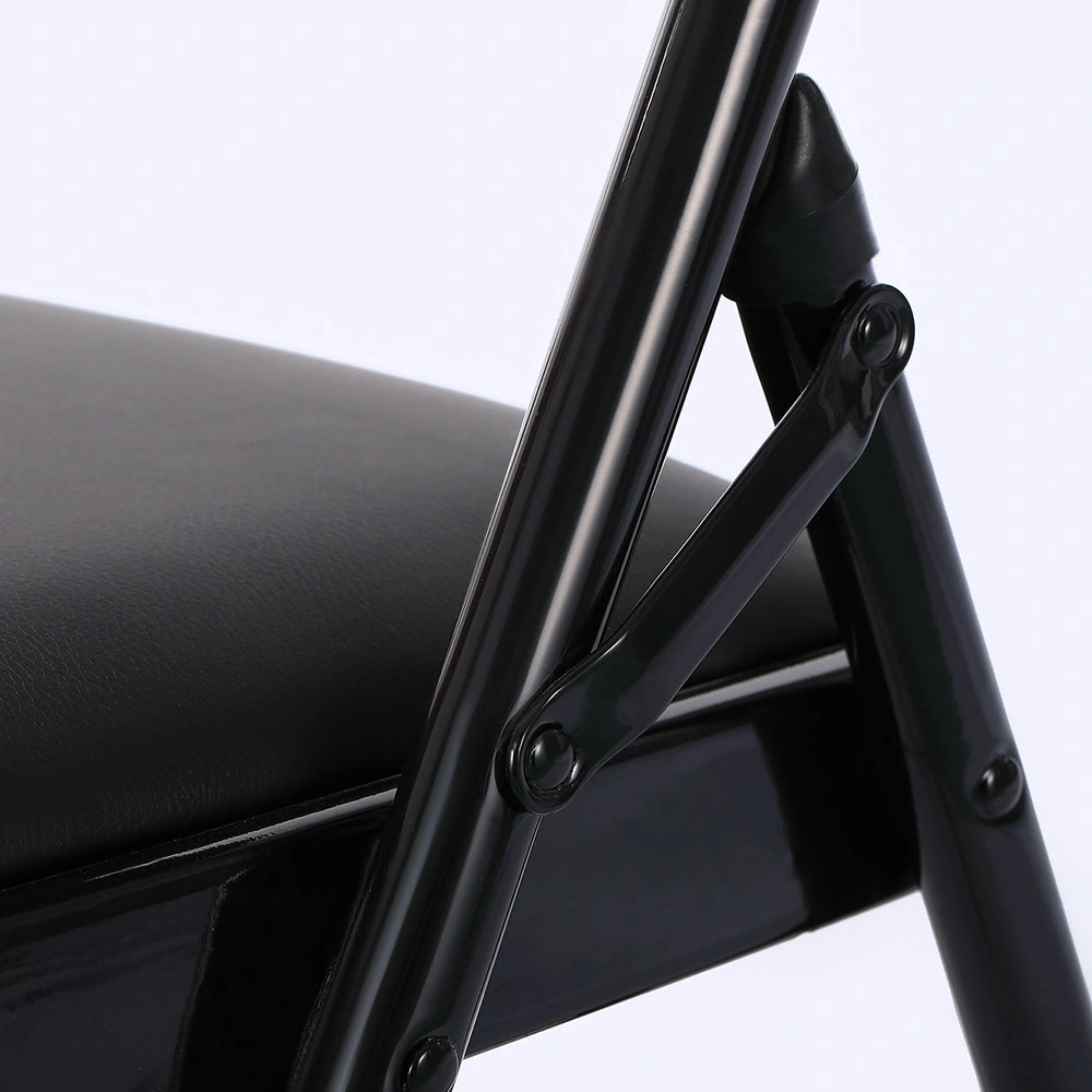 4pcs Elegant Foldable Iron & PVC Chairs for Convention & Exhibition Black view 38
