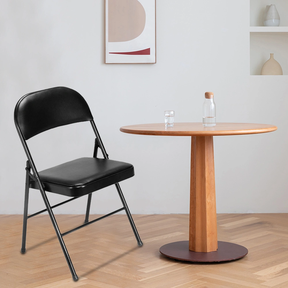 4pcs Elegant Foldable Iron & PVC Chairs for Convention & Exhibition Black view 41