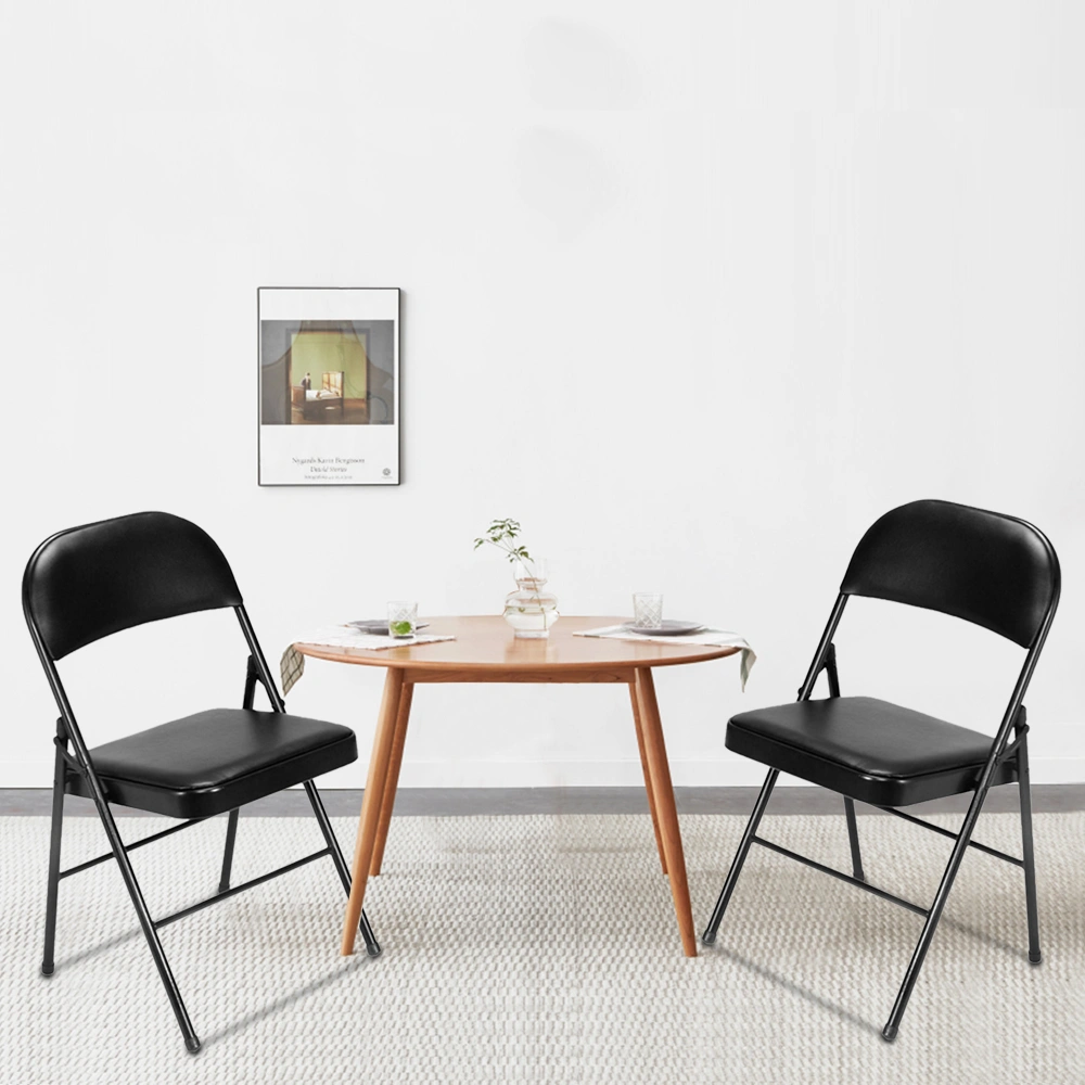 4pcs Elegant Foldable Iron & PVC Chairs for Convention & Exhibition Black view 42