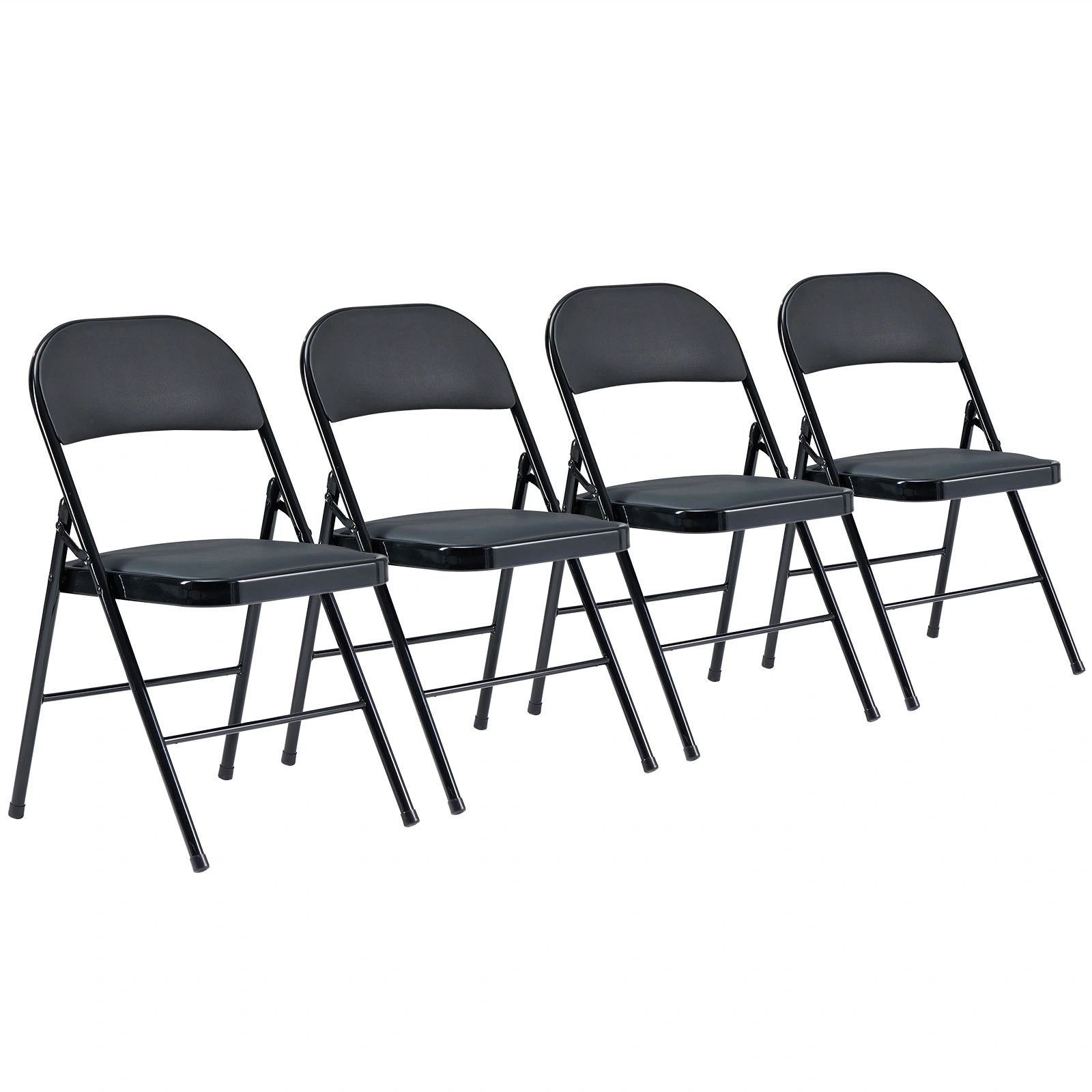 4pcs Elegant Foldable Iron & PVC Chairs for Convention & Exhibition Black view 46