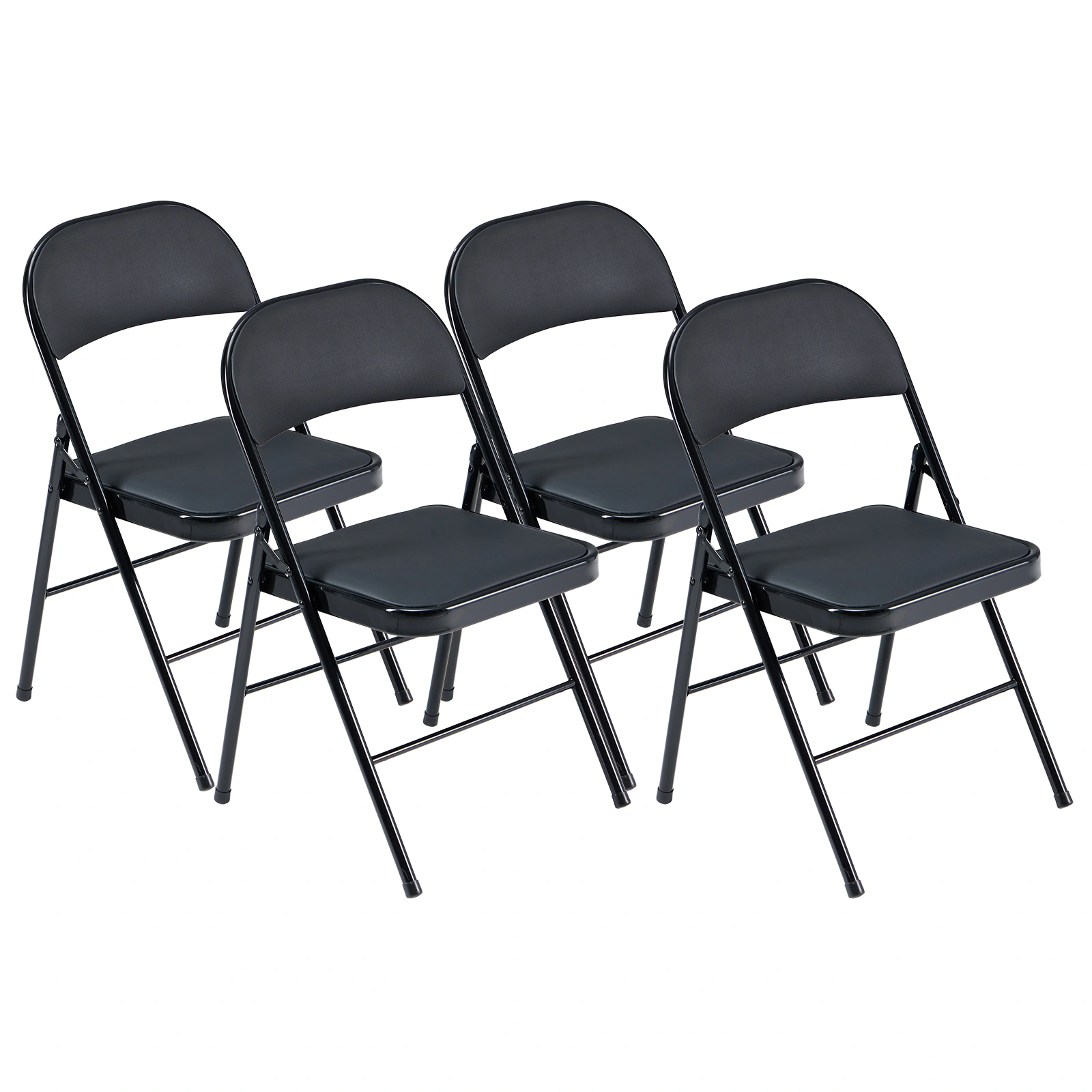 4pcs Elegant Foldable Iron & PVC Chairs for Convention & Exhibition Black view 50