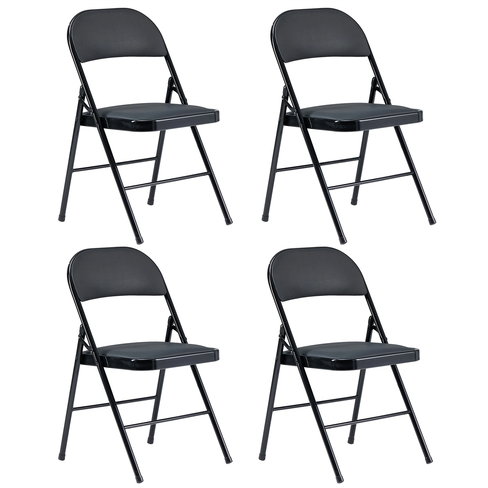 4pcs Elegant Foldable Iron & PVC Chairs for Convention & Exhibition Black view 52