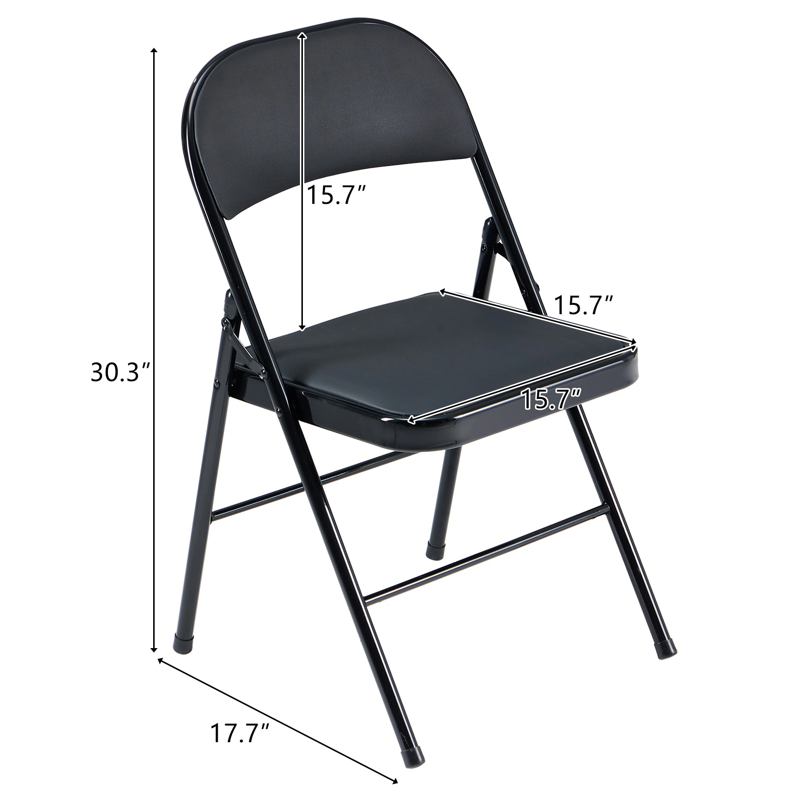 4pcs Elegant Foldable Iron & PVC Chairs for Convention & Exhibition Black view 57
