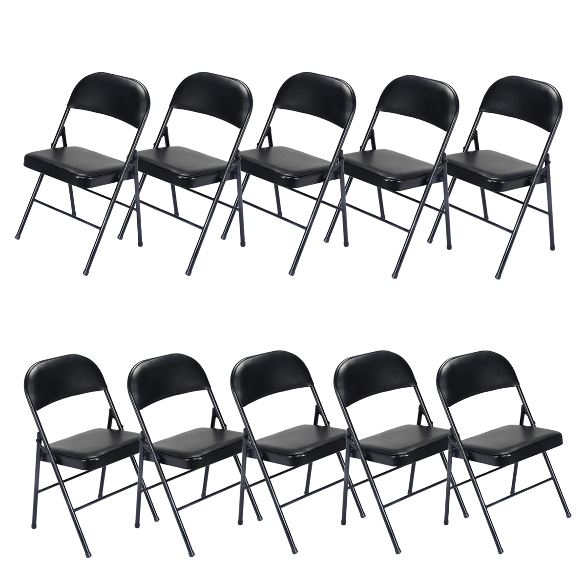 4pcs Elegant Foldable Iron & PVC Chairs for Convention & Exhibition Black view 62