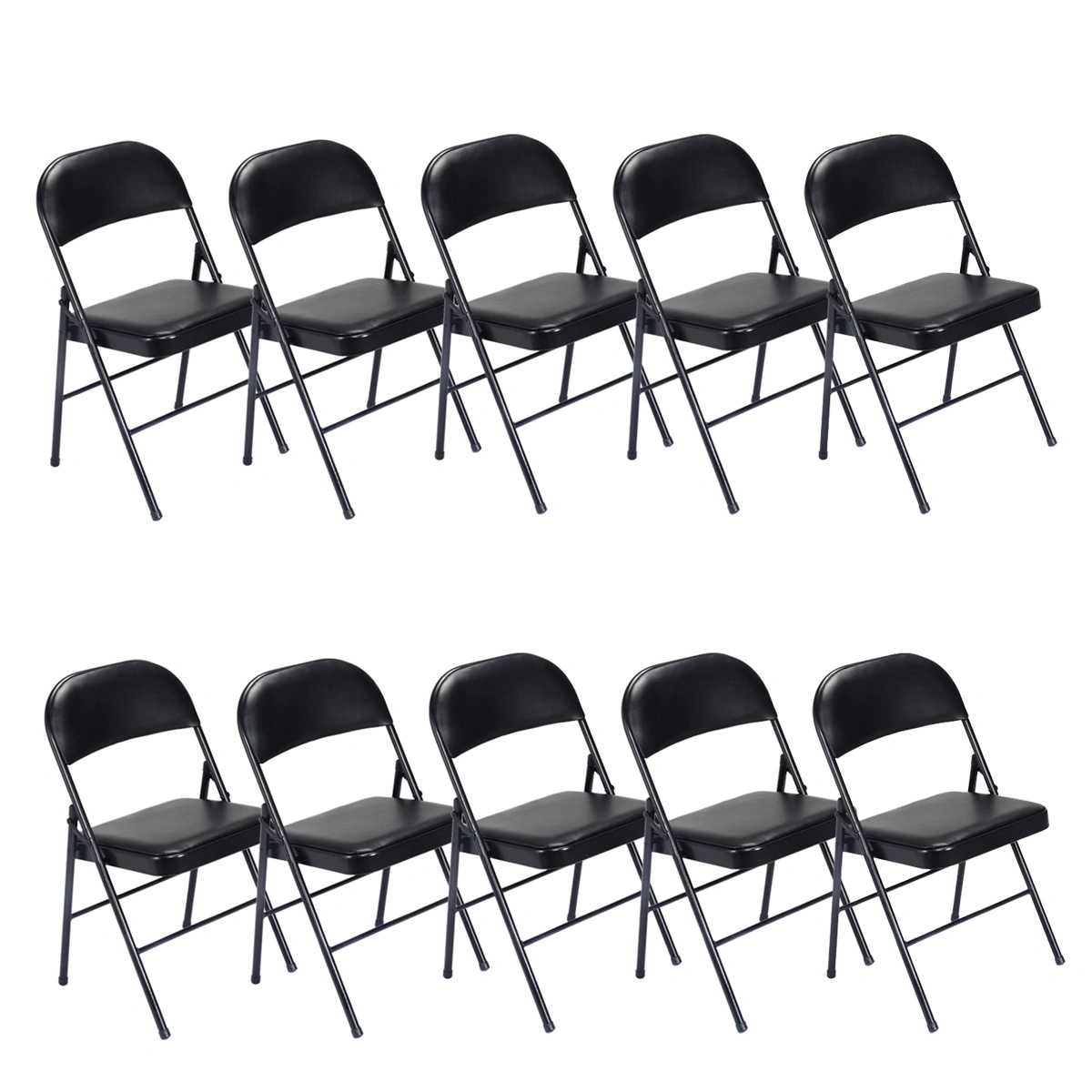 4pcs Elegant Foldable Iron & PVC Chairs for Convention & Exhibition Black view 63