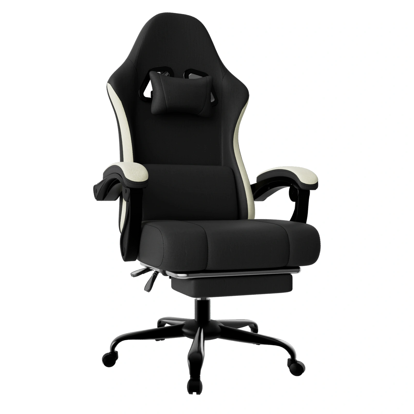 Ergonomic Gaming Chair with Pocketed Spring Cushion, Breathable Fabric Computer Chair with Footrest, Adjustable Lumbar Support Video Game Chair