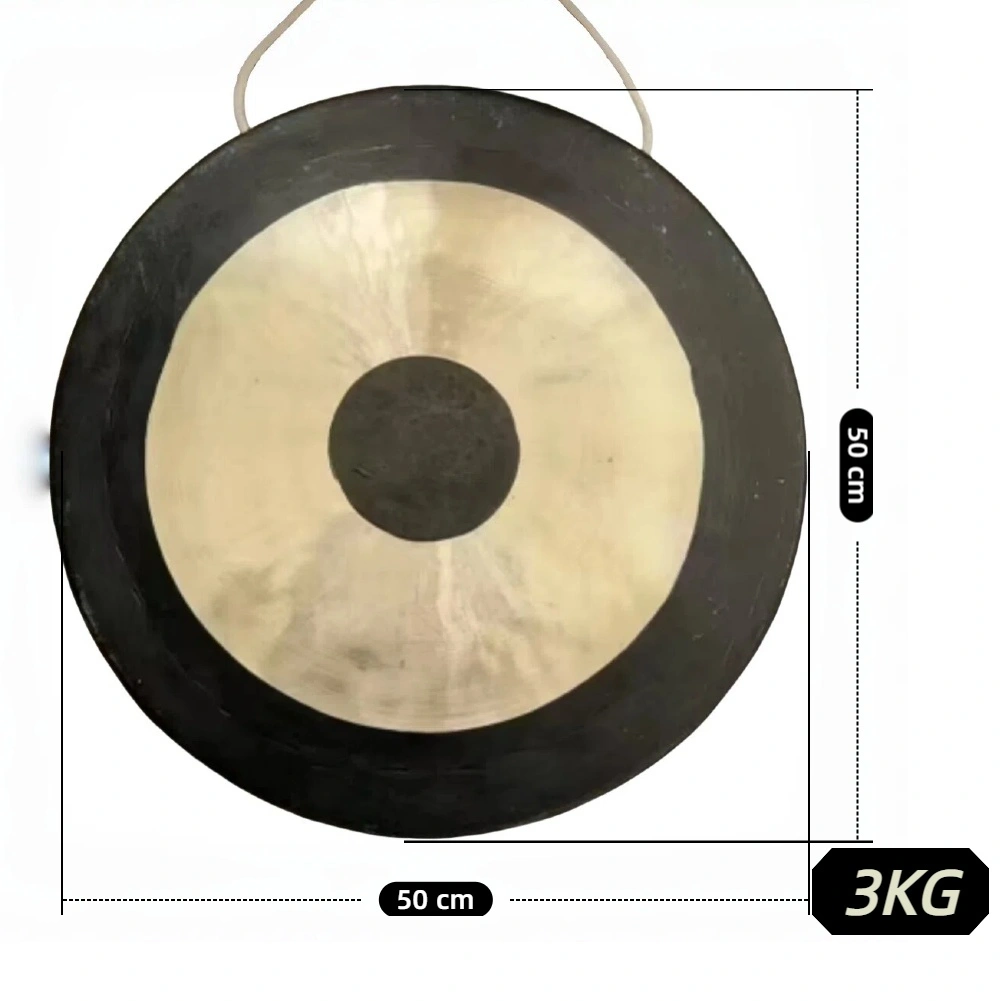 50cm Two-Tone Handmade Brass Gong - Traditional Chinese Percussion Instrument for Wedding, Meditation & Sound Healing view 2