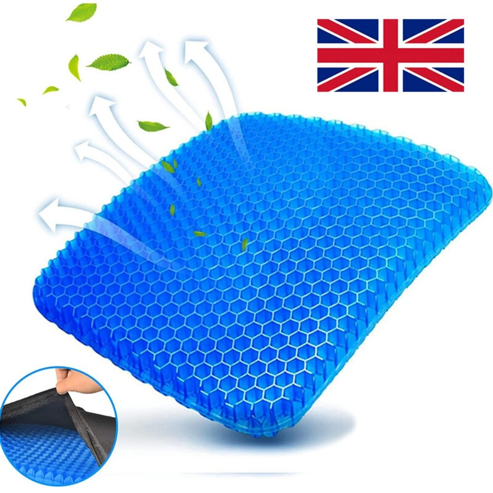 Honeycomb Gel Seat Cushion - Breathable Cooling Egg Crate Chair Pad, Double Thick Mat
