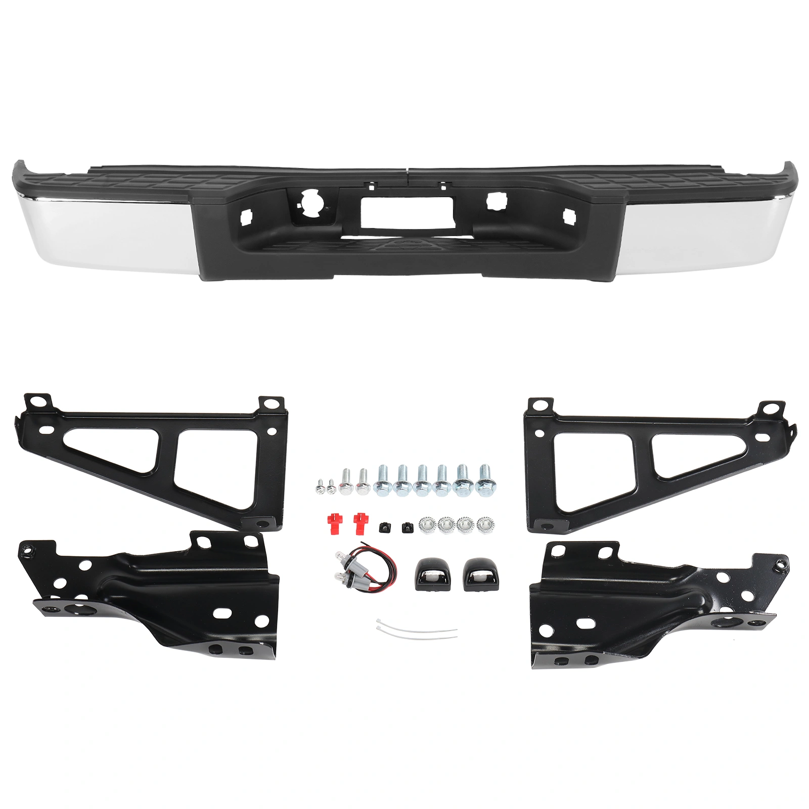 Pickup Rear Bumper Chevrolet Silverado 1500 2007-2013-Silver/Steel/No Hole