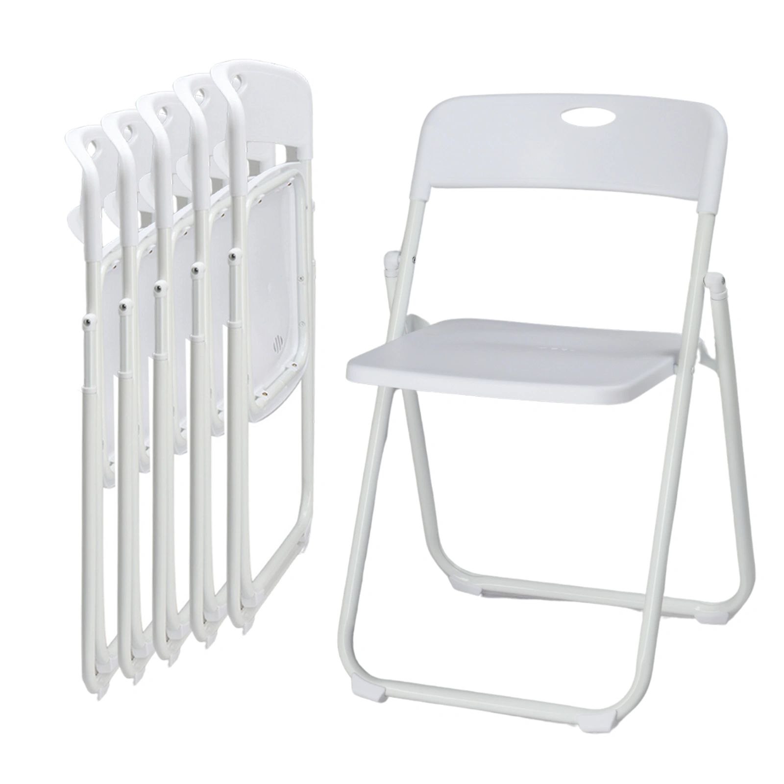 6 Pack Plastic Folding Chairs, Stackable Commercial Chairs, Portable Event Seats Indoor Outdoor for Home Event Party Picnic School Wedding, White