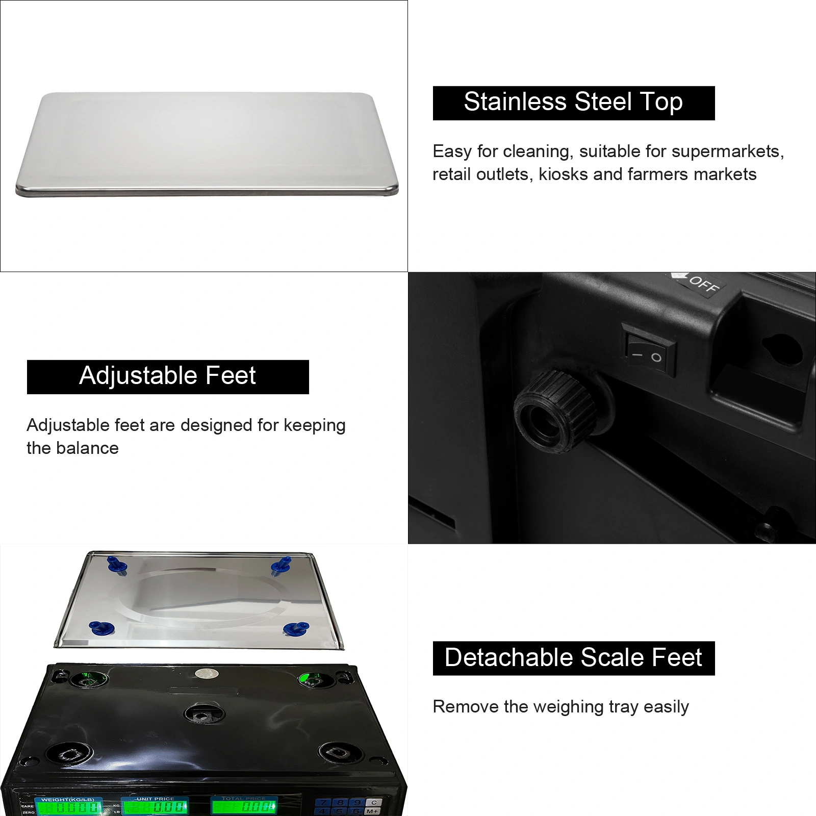 ACS-30 40kg/5g Digital Price Computing Scale for Vegetable US Plug Silver & Black view 2