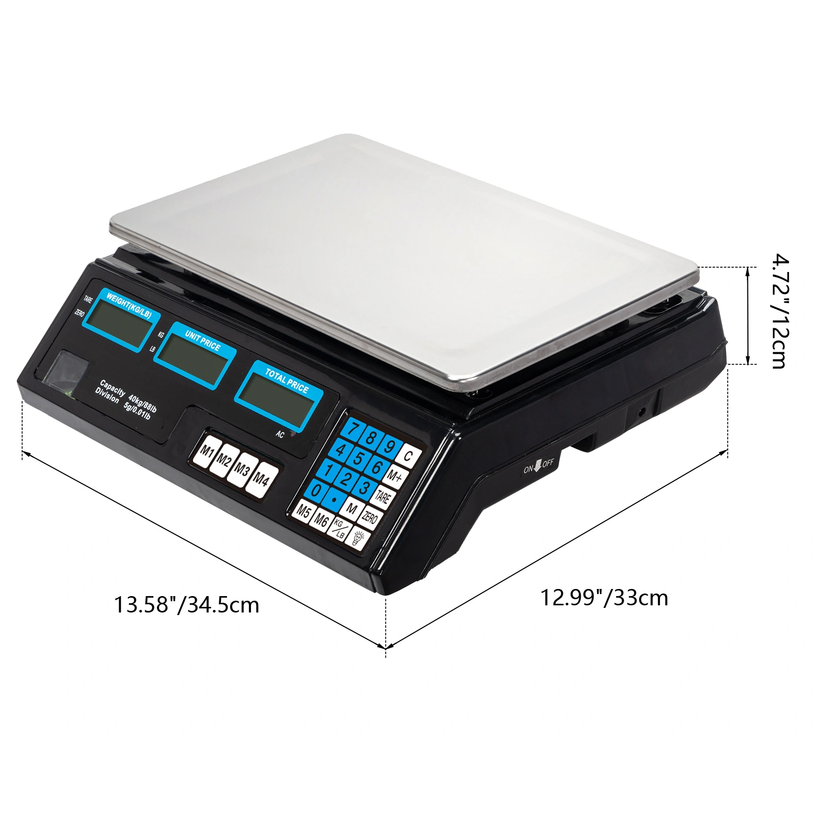 ACS-30 40kg/5g Digital Price Computing Scale for Vegetable US Plug Silver & Black view 3