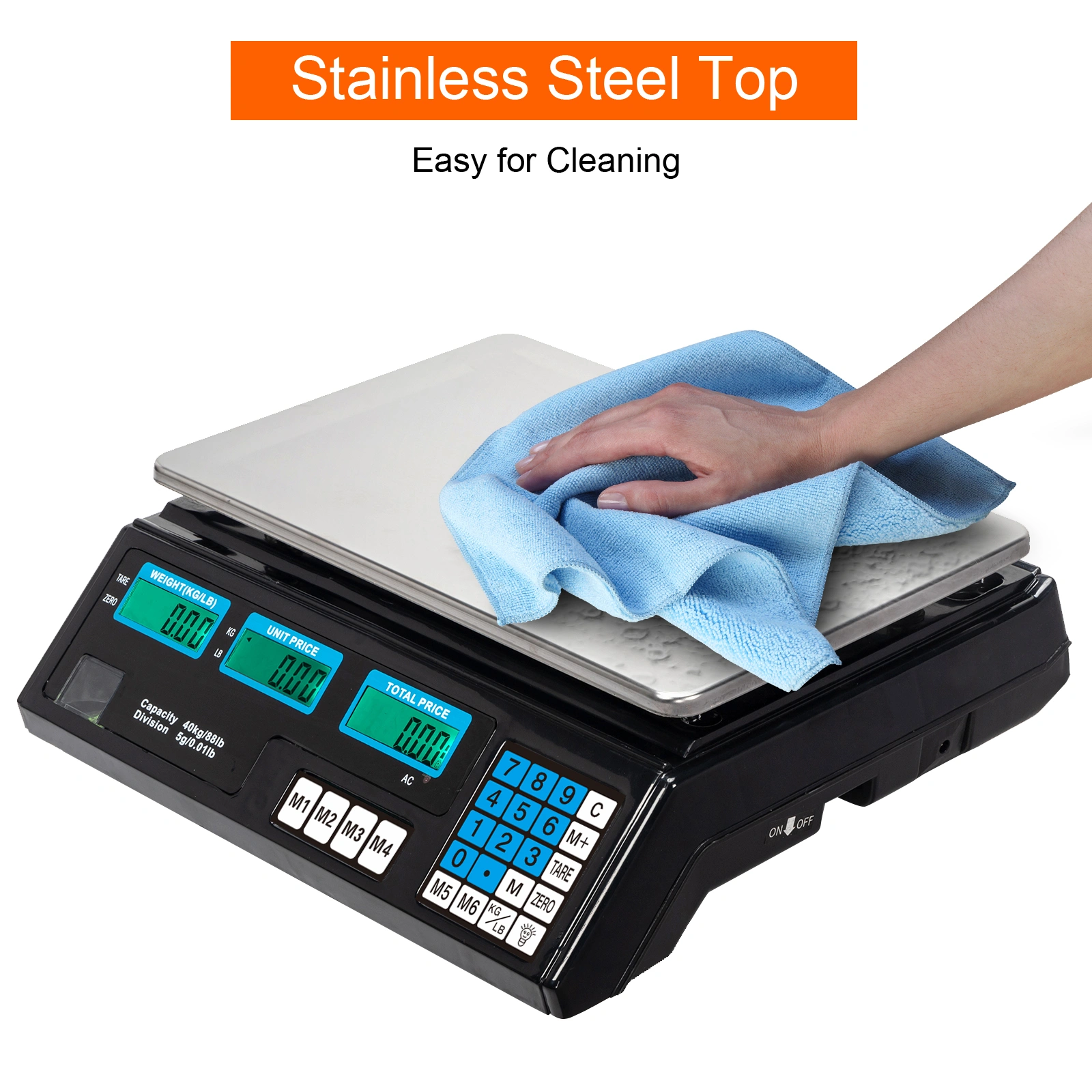 ACS-30 40kg/5g Digital Price Computing Scale for Vegetable US Plug Silver & Black view 5