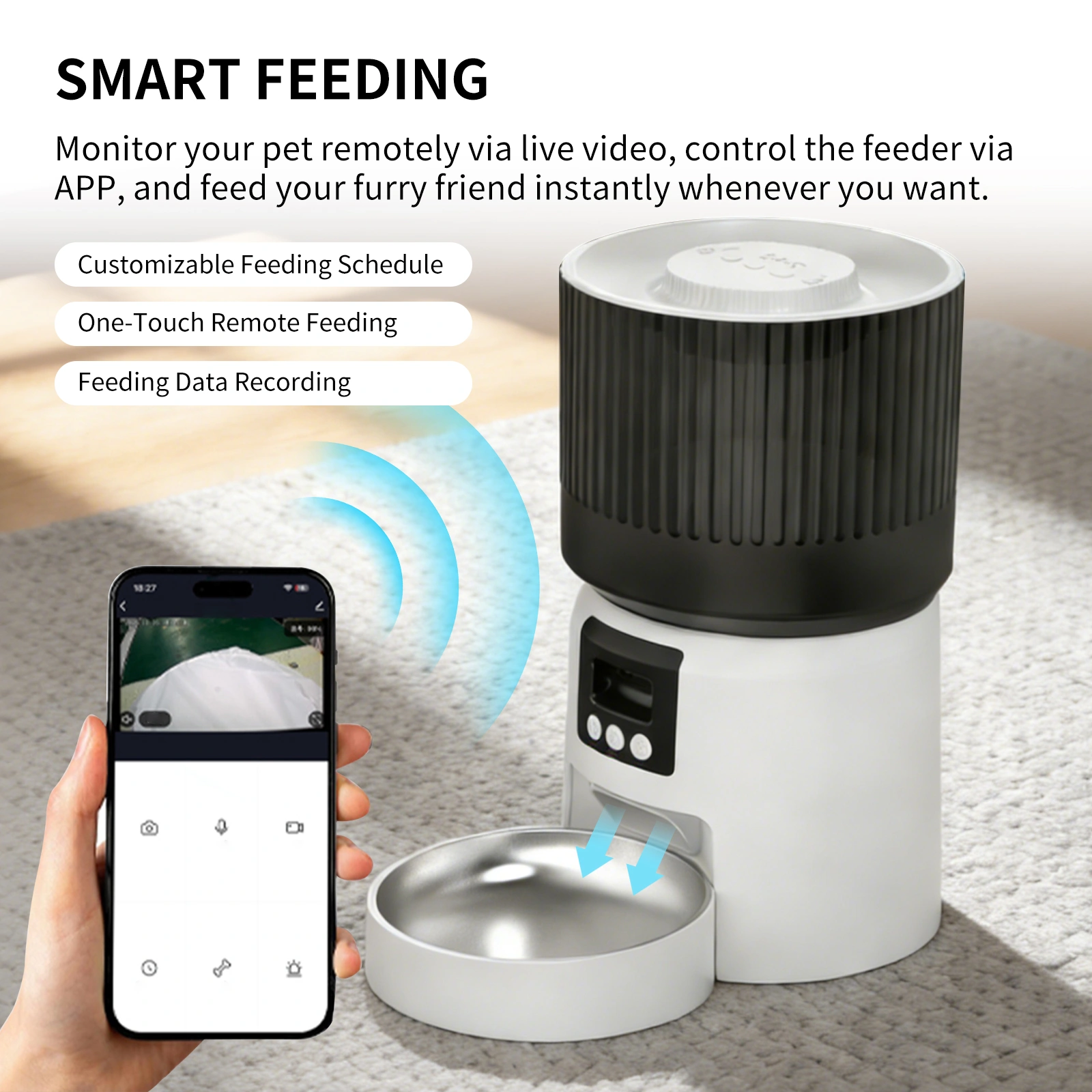 Intelligent fully automatic pet feeder, timed and quantitative feeding, remote control for more peace of mind view 6