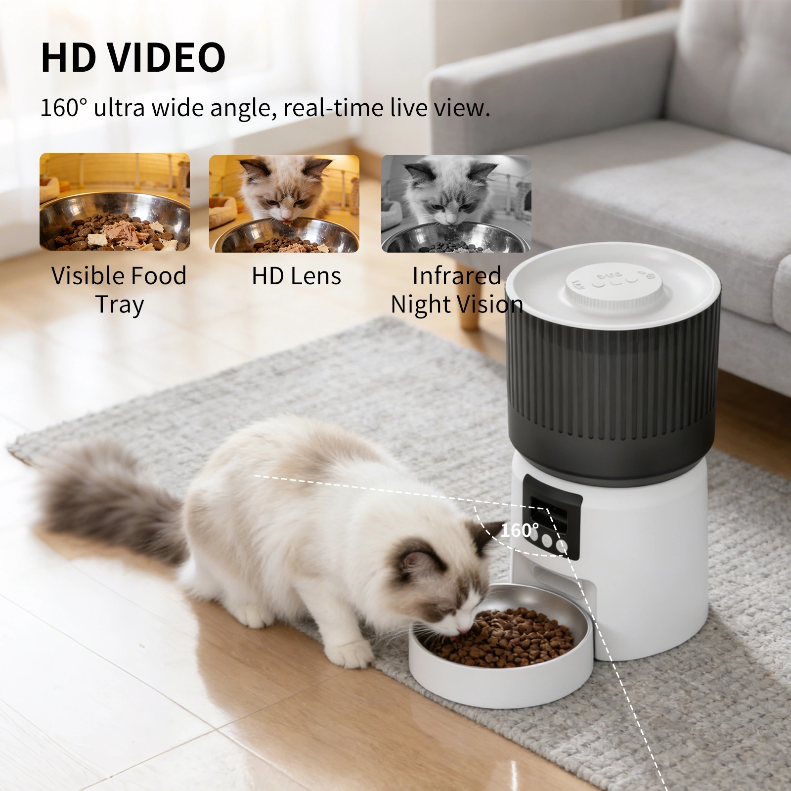 Intelligent fully automatic pet feeder, timed and quantitative feeding, remote control for more peace of mind view 7