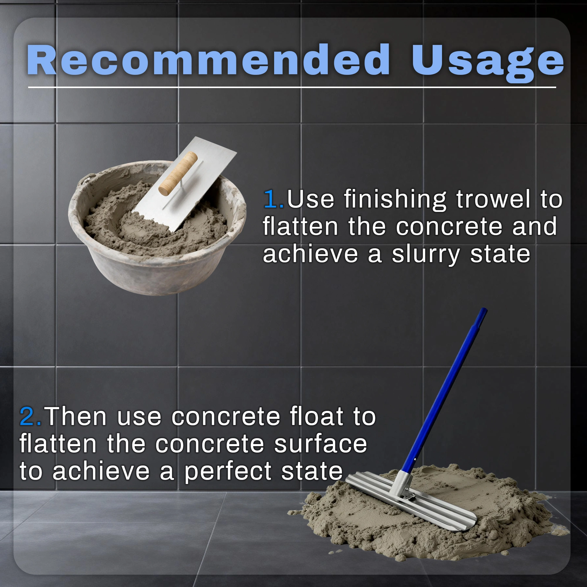 48"x8" Concrete Bull Float with Trowel, Aluminium Alloy Finishing Tool, Adjustable Bracket & 4 Handles, Professional Concrete Smoothing for Construction Flooring view 5
