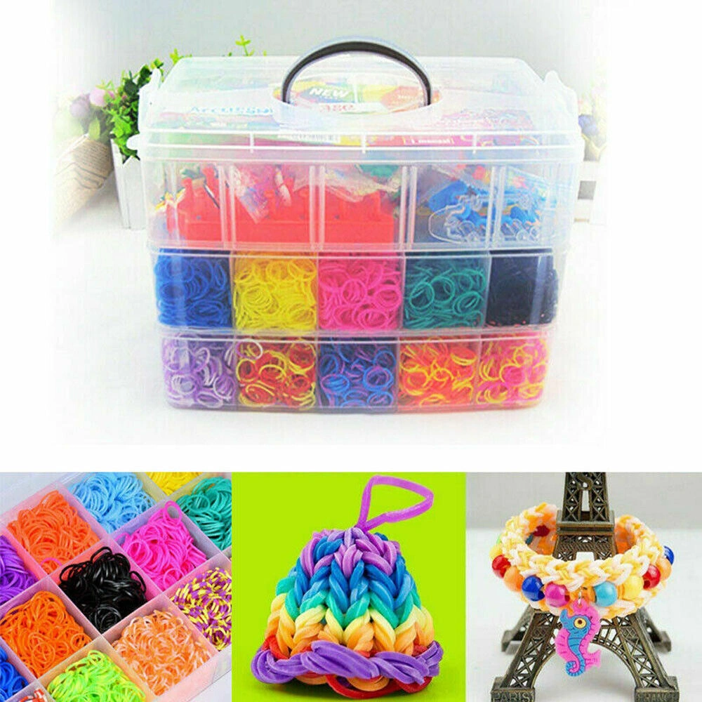 15000pcs Loom Bands Kit with Box, Rainbow Rubber Bands for Making Woven Bracelets for Kids view 2
