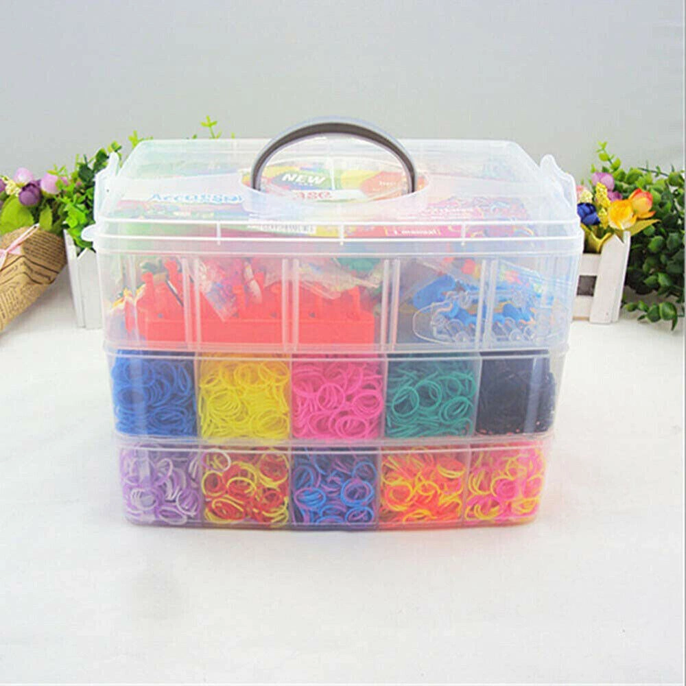 15000pcs Loom Bands Kit with Box, Rainbow Rubber Bands for Making Woven Bracelets for Kids view 3