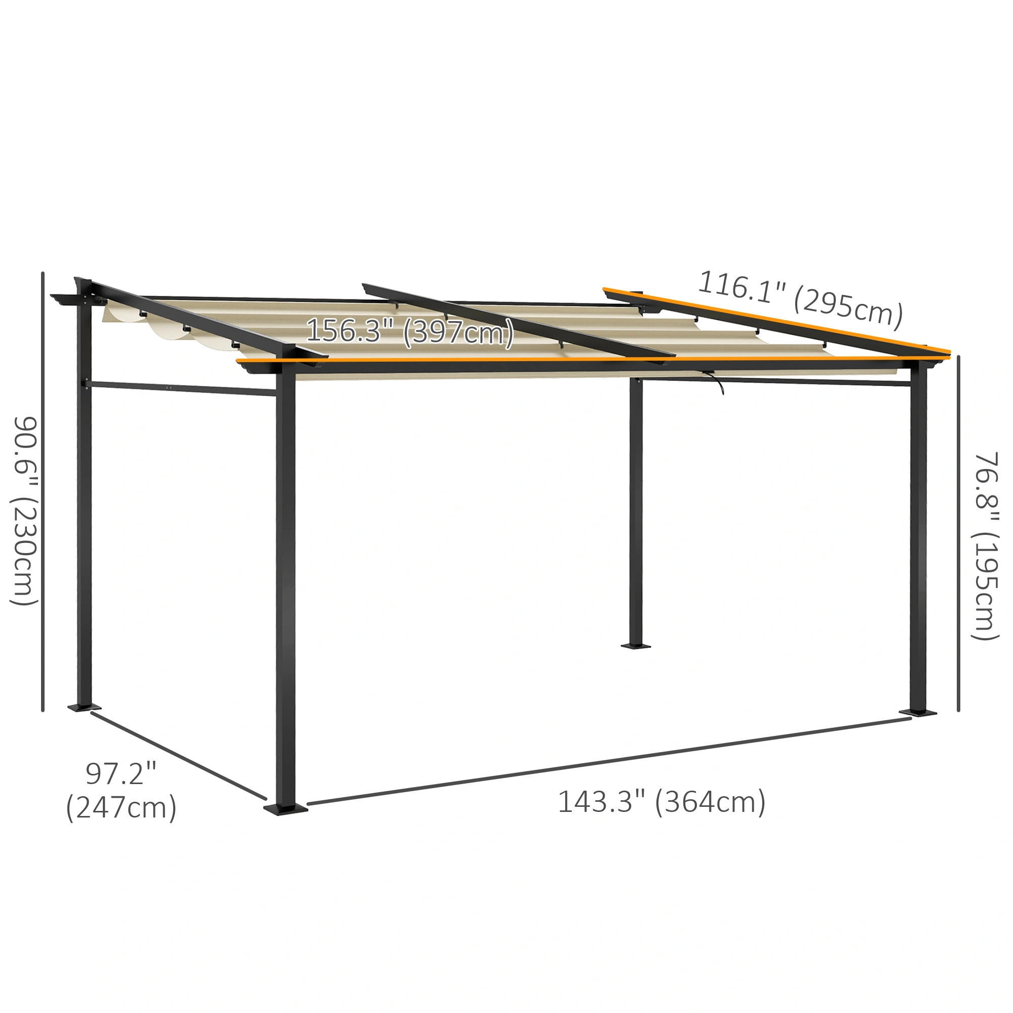Sturdy Metal Frame Patio Gazebo / Pergola Gazebo, Outdoor Garden Canopy Tent, UV & Water Resistant Shade Structure for Patio view 3
