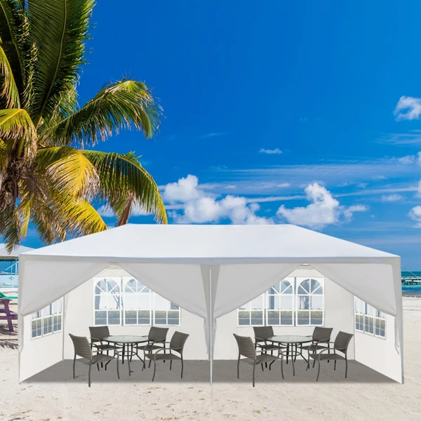 10'x20' Outdoor Party Tent with 6 Removable Sidewalls, Waterproof Canopy Patio Wedding Gazebo, White view 6