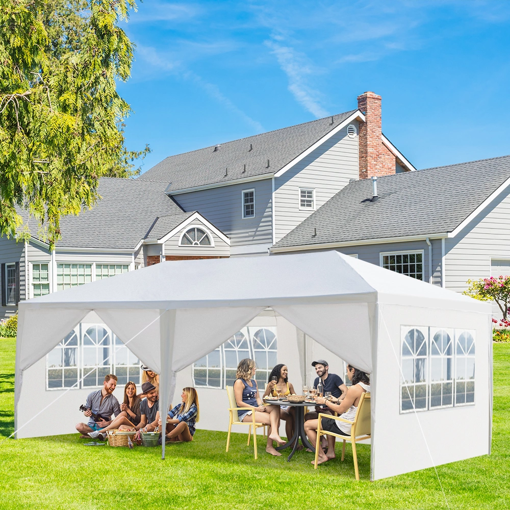 10'x20' Outdoor Party Tent with 6 Removable Sidewalls, Waterproof Canopy Patio Wedding Gazebo, White view 13
