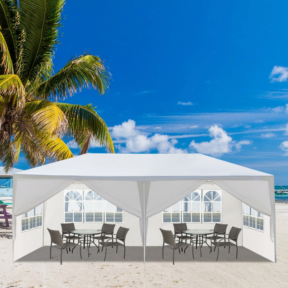 10'x20' Outdoor Party Tent with 6 Removable Sidewalls, Waterproof Canopy Patio Wedding Gazebo, White view 6