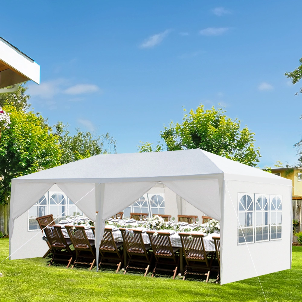 10'x20' Outdoor Party Tent with 6 Removable Sidewalls, Waterproof Canopy Patio Wedding Gazebo, White view 7