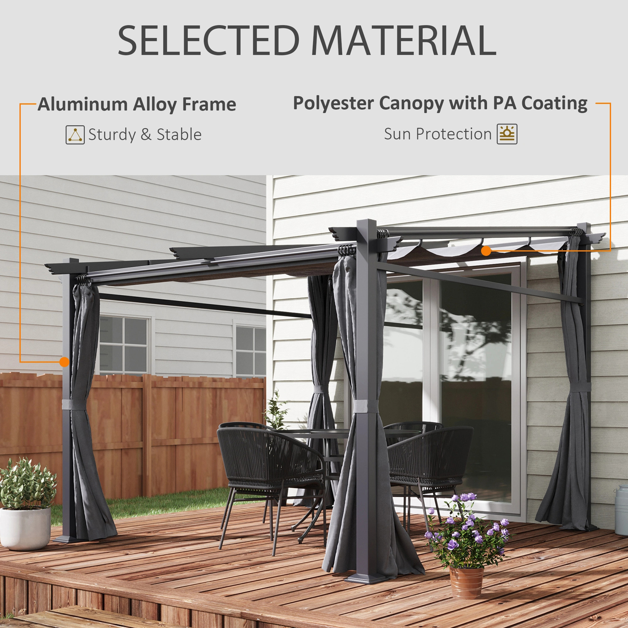 Heavy Duty Outdoor Patio Gazebo with Pergola Style Design, Weather Resistant Garden Canopy Tent for Backyard, Deck & Patio Use