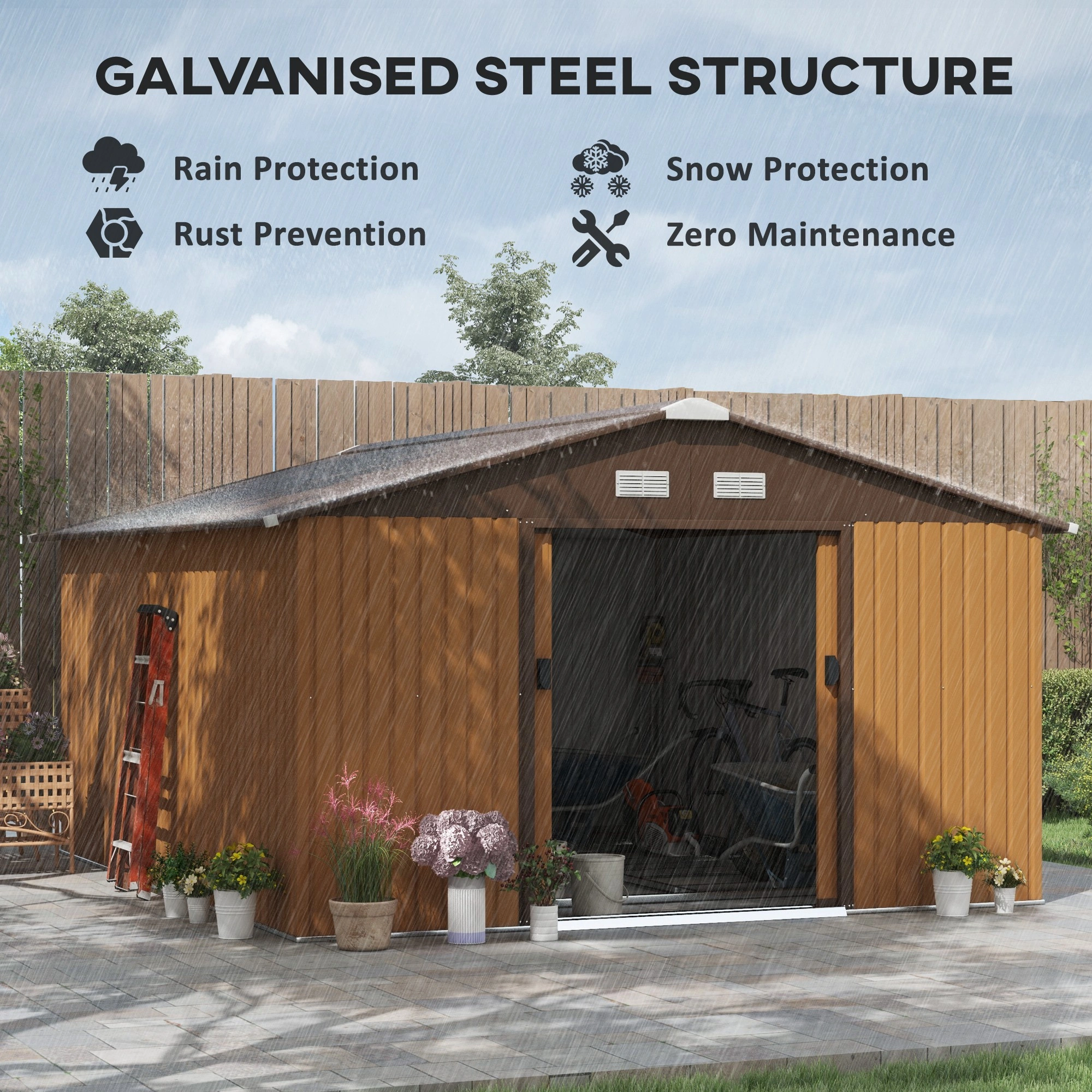 Heavy Duty Garden Shed - Outdoor Resin Storage Shed with Ventilation, Weatherproof Backyard Shed view 3