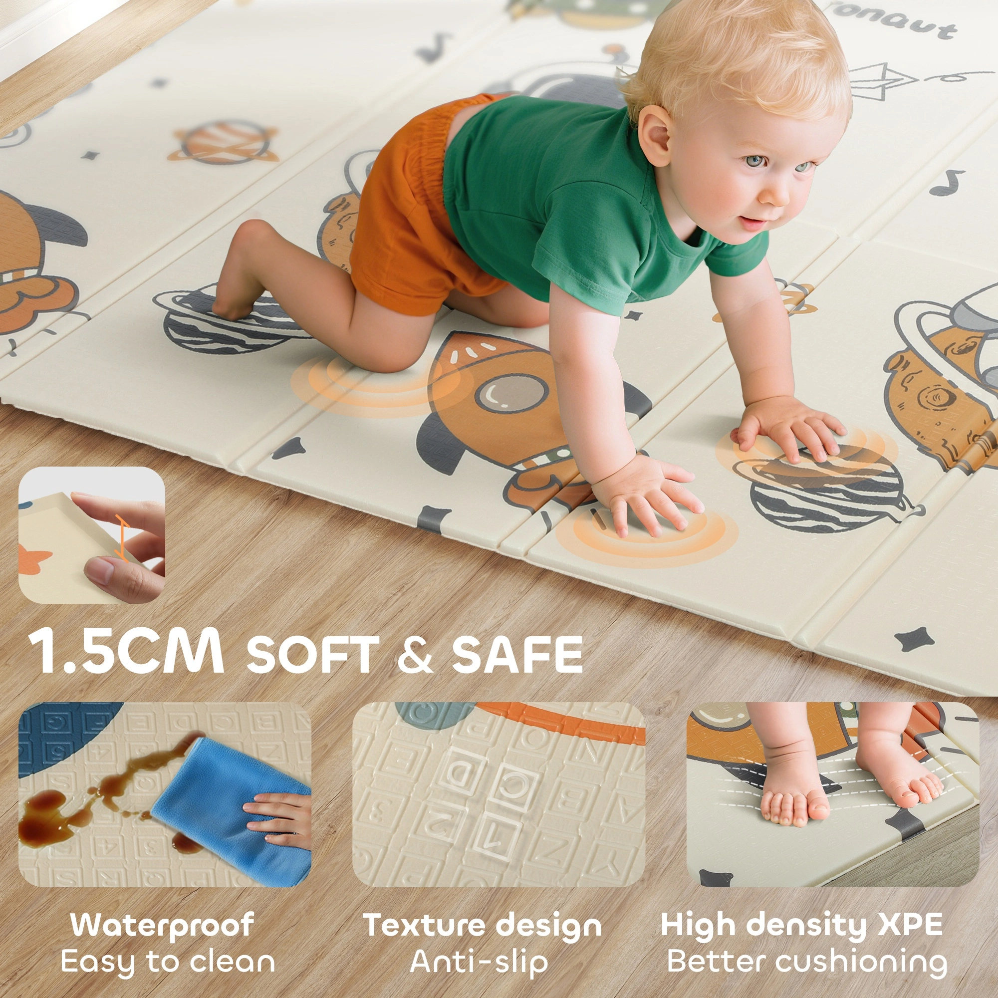 Extra Thick Baby Play Mat 5mm, Non-Toxic EVA Foam Puzzle Tiles, Interlocking Play Mat for Crawling, Toddler Learning & Indoor Play view 3