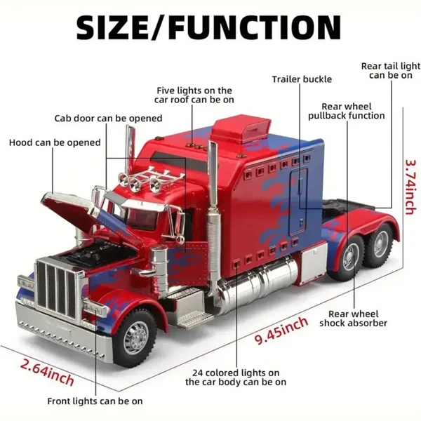 Semi Truck Toys for Boy Heavy Trucks,Metal Diecast Trucks Model Pull Back Cars with Light and Sound,Truck and Trailer Toys for Boys,Toy Trucks for Boys Age 4-8 view 3