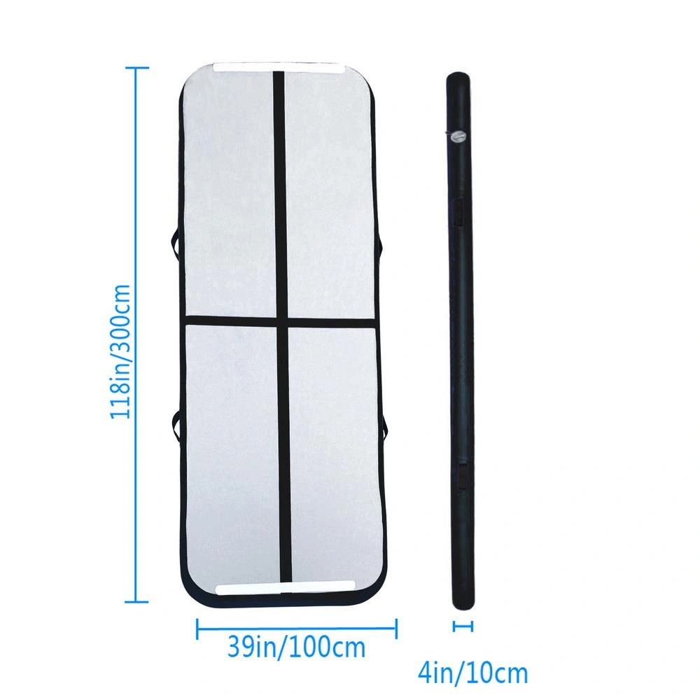 10ft Inflatable Tumble Mat with Electric Air Pump - Black & Gray Gymnastics Training Floor Mat view 2