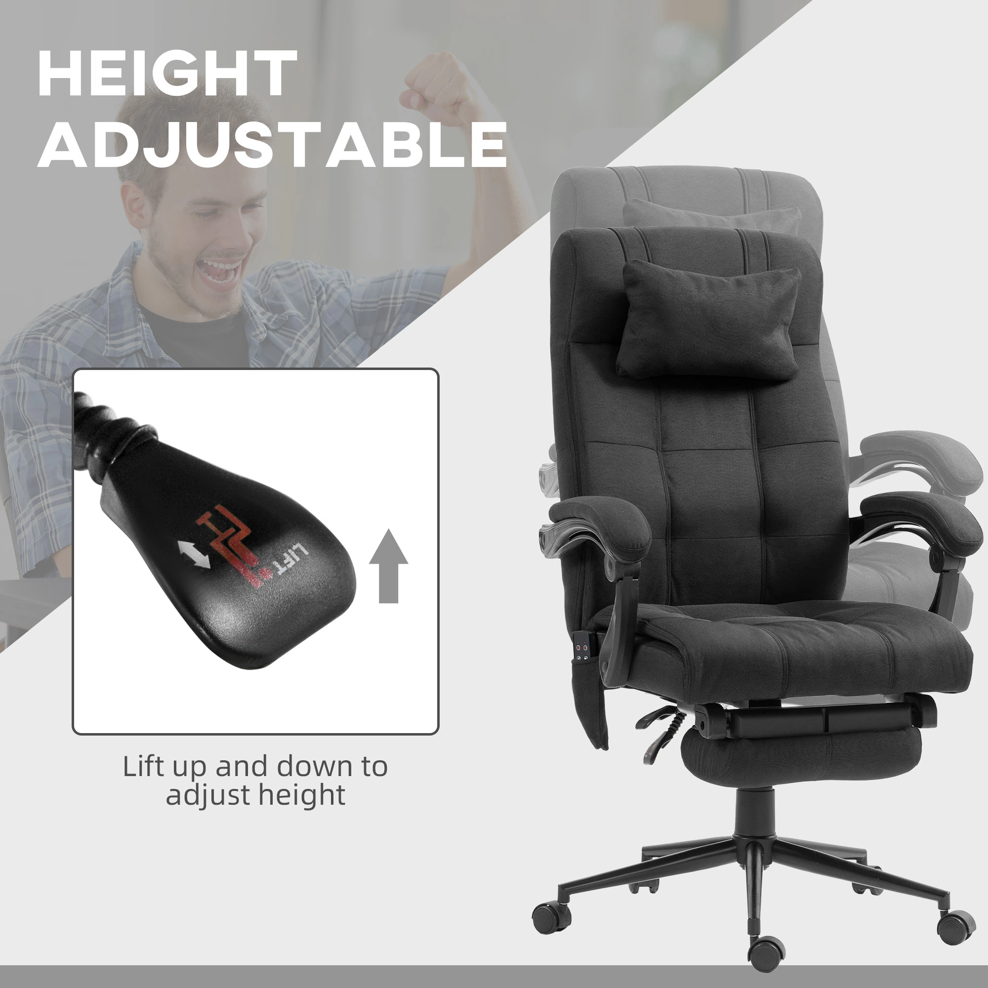 Ergonomic Office Chair with Massage - High Back Mesh Chair with Lumbar Support view 2