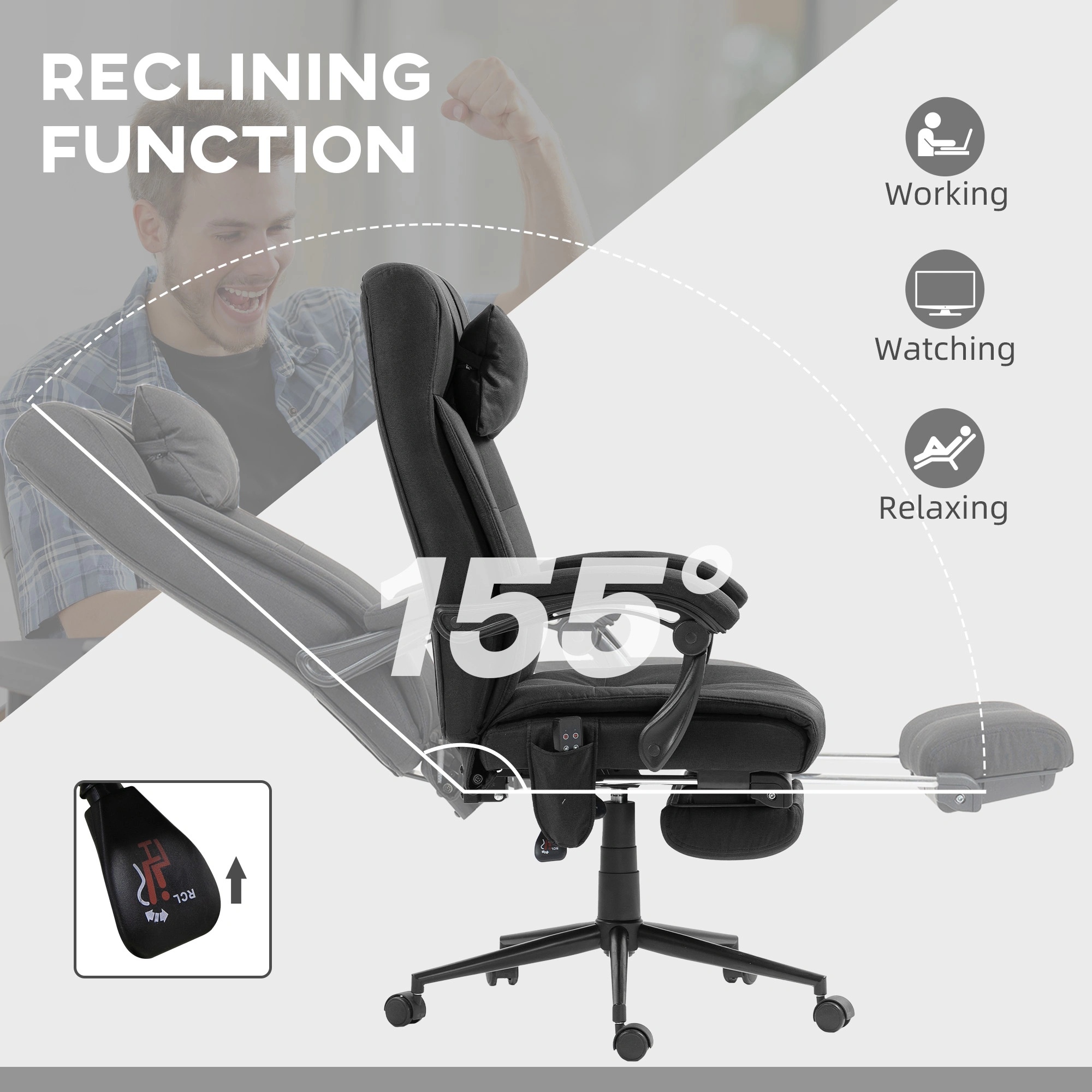 Ergonomic Office Chair with Massage - High Back Mesh Chair with Lumbar Support view 4