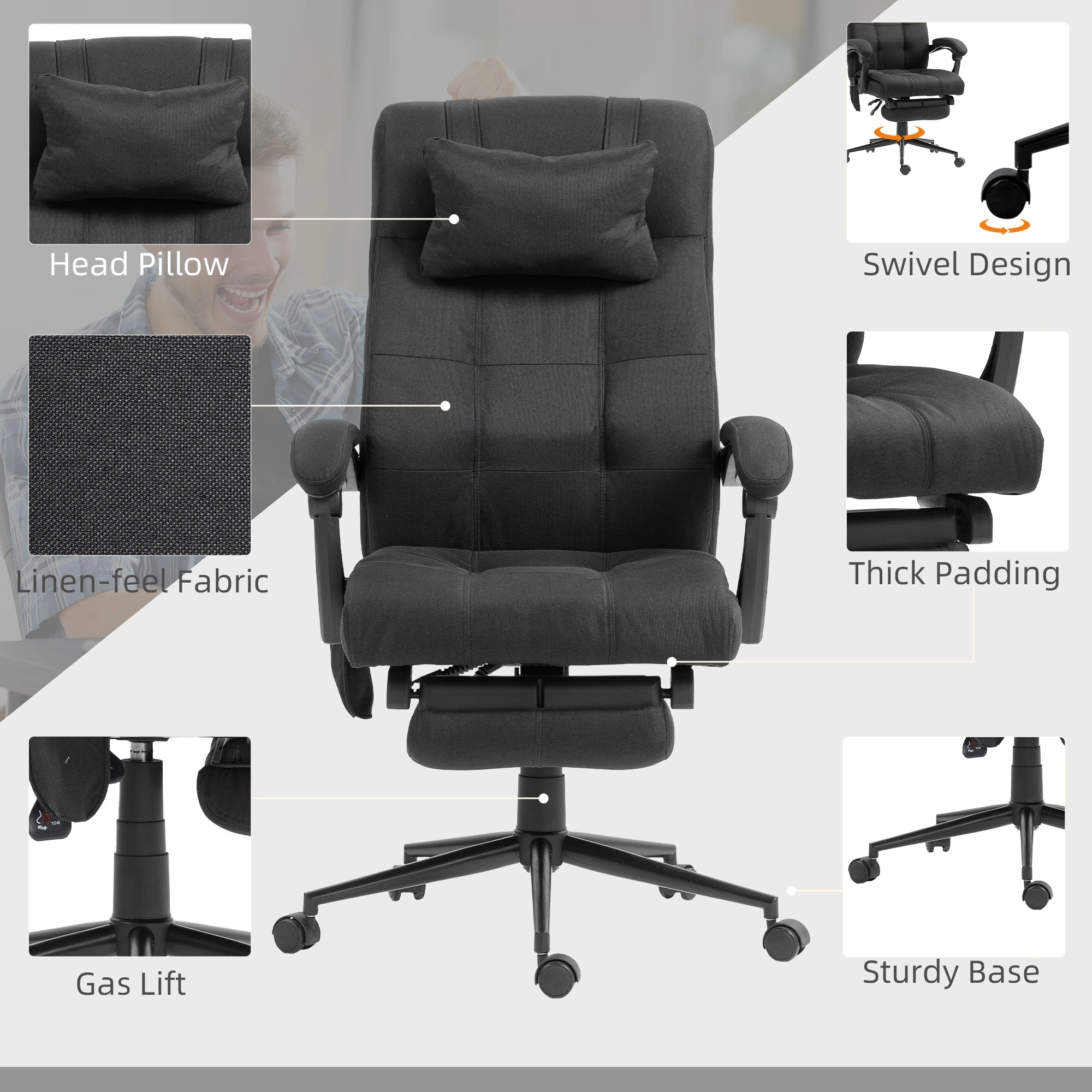Ergonomic Office Chair with Massage - High Back Mesh Chair with Lumbar Support view 5