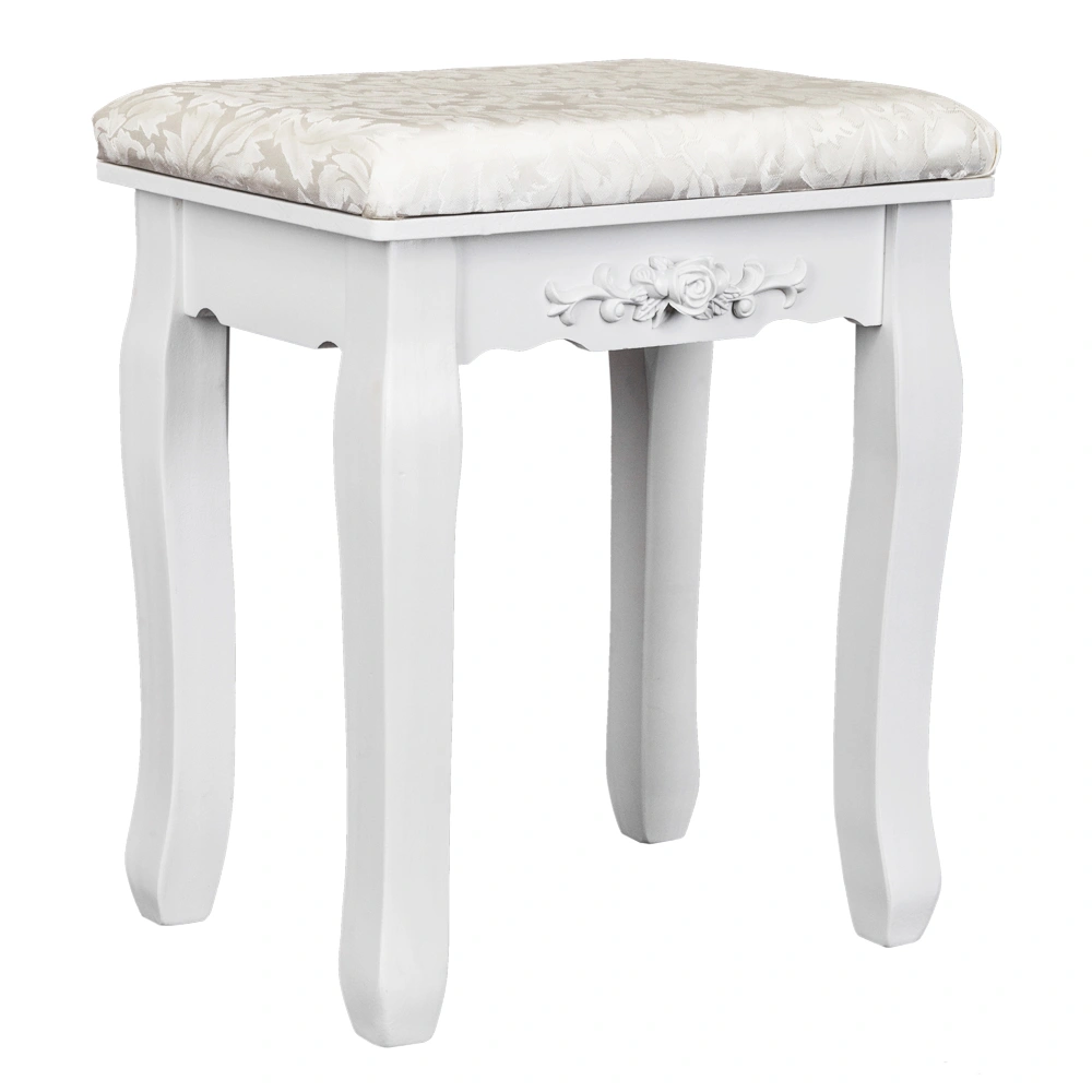 Solid Wood Bent Foot Dressing Stool - White