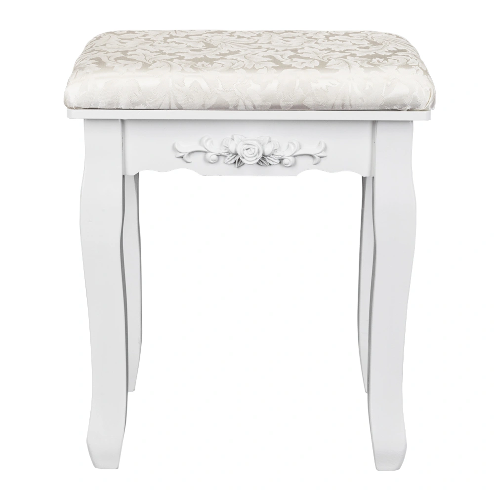 Solid Wood Bent Foot Dressing Stool - White view 3