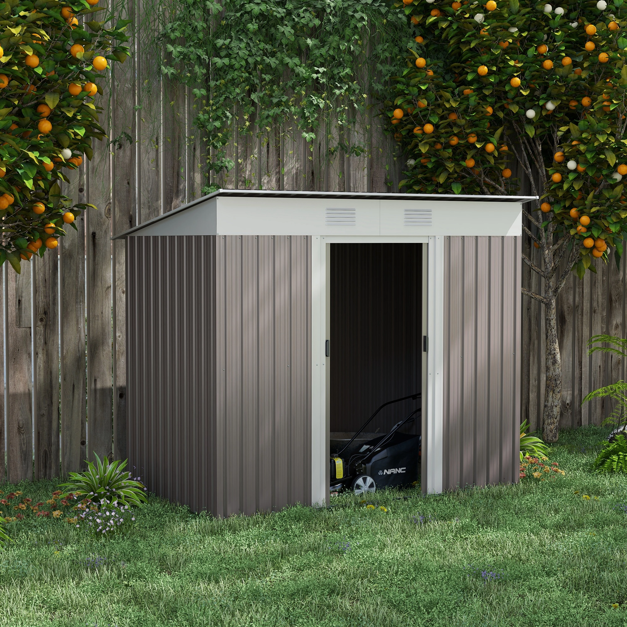 Heavy Duty Outdoor Garden Shed Storage Unit with Ventilation Roof for Patio Yard & Backyard