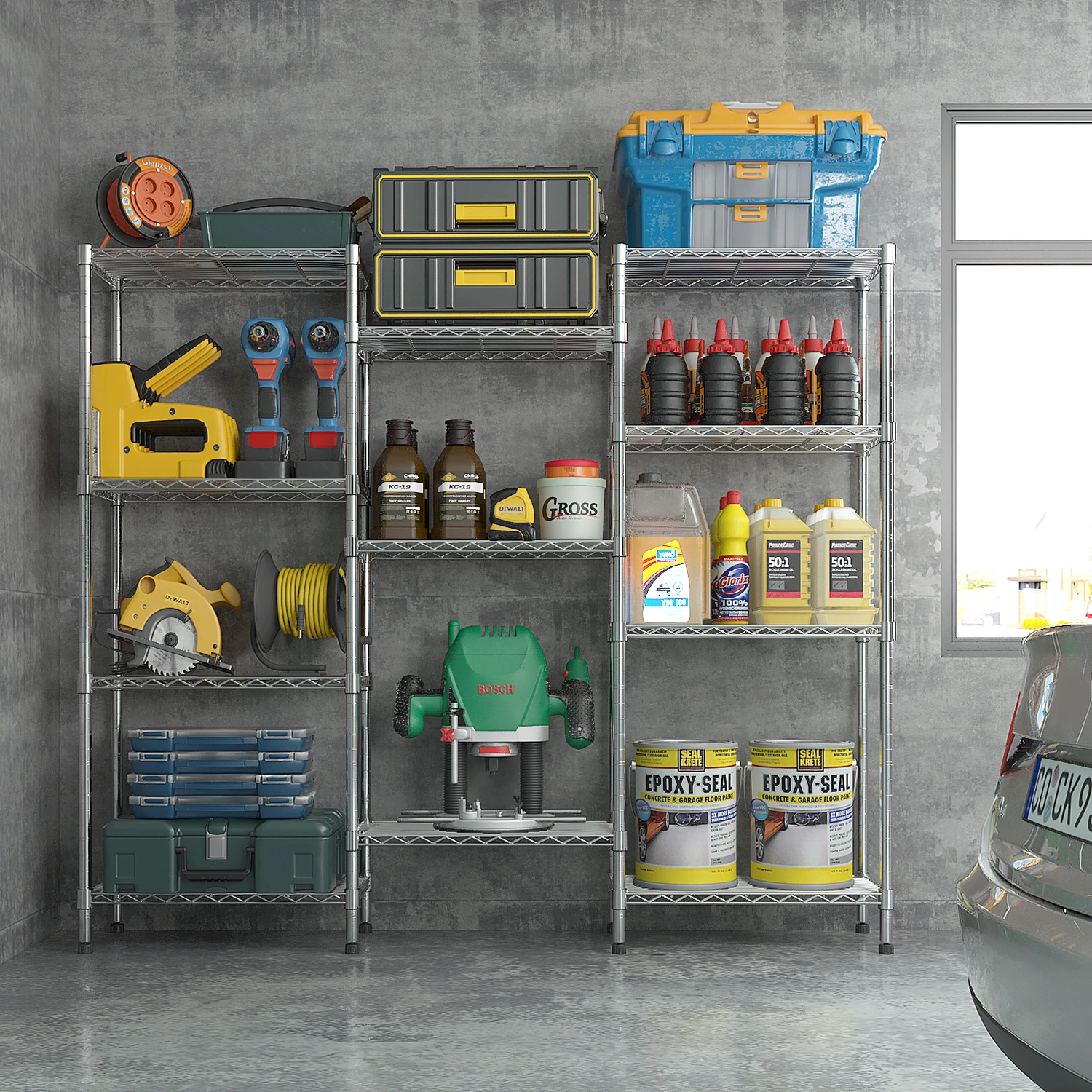62.9''W Adjustable Storage Shelves NSF Wire Shelving Unit Multiple rows Shelving for Storage Rack Shelves for Storage Heavy Duty Garage Shelf Pantry Shelves Kitchen Shelving, 62.9''W*59.06''H*13 view 10