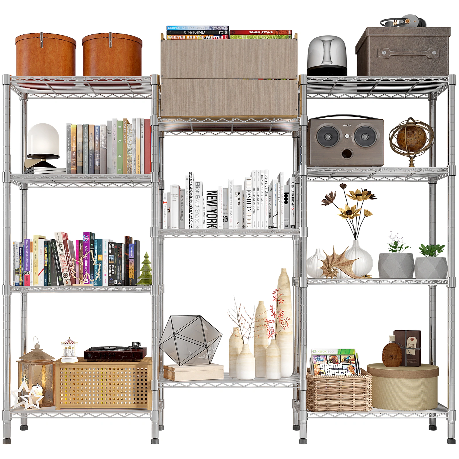62.9''W Adjustable Storage Shelves NSF Wire Shelving Unit Multiple rows Shelving for Storage Rack Shelves for Storage Heavy Duty Garage Shelf Pantry Shelves Kitchen Shelving, 62.9''W*59.06''H*13 view 11