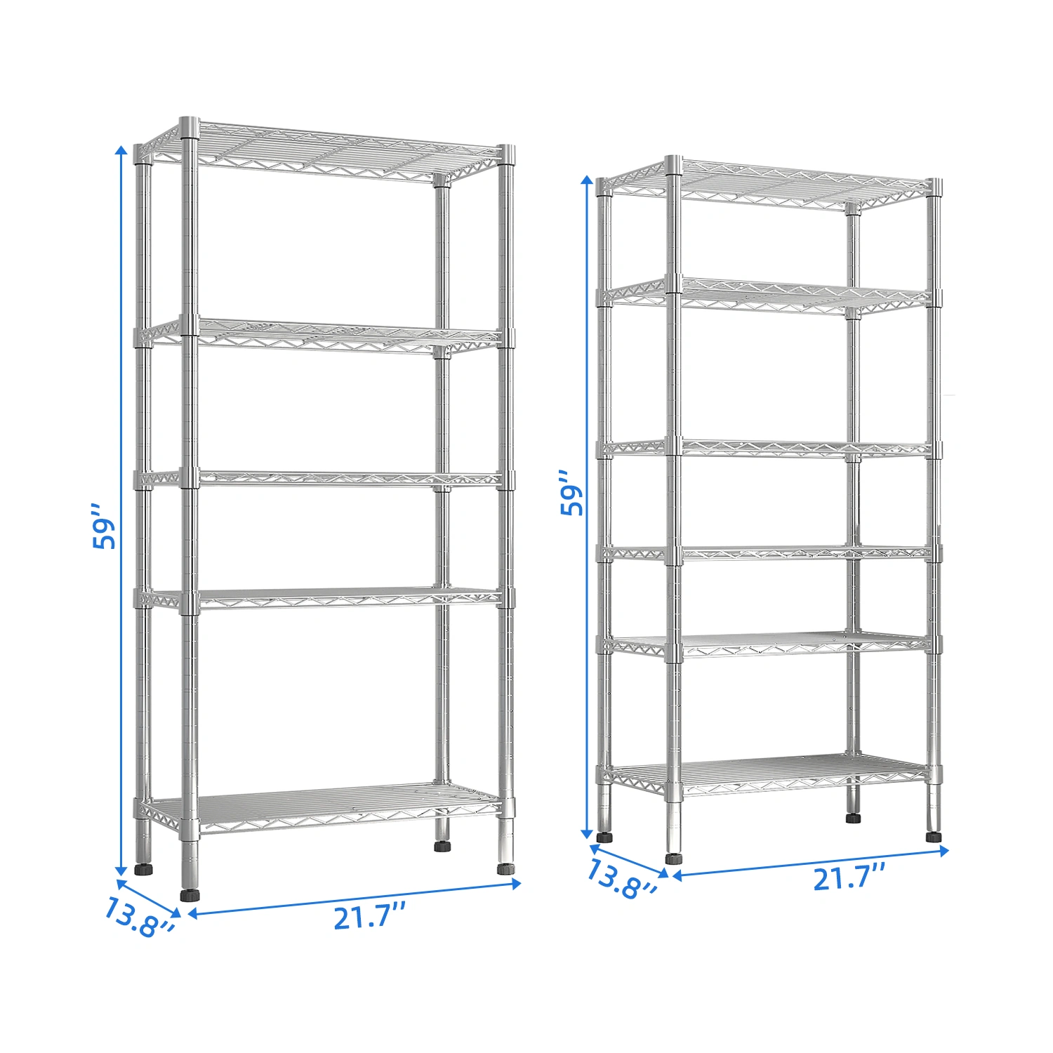 62.9''W Adjustable Storage Shelves NSF Wire Shelving Unit Multiple rows Shelving for Storage Rack Shelves for Storage Heavy Duty Garage Shelf Pantry Shelves Kitchen Shelving, 62.9''W*59.06''H*13 view 2