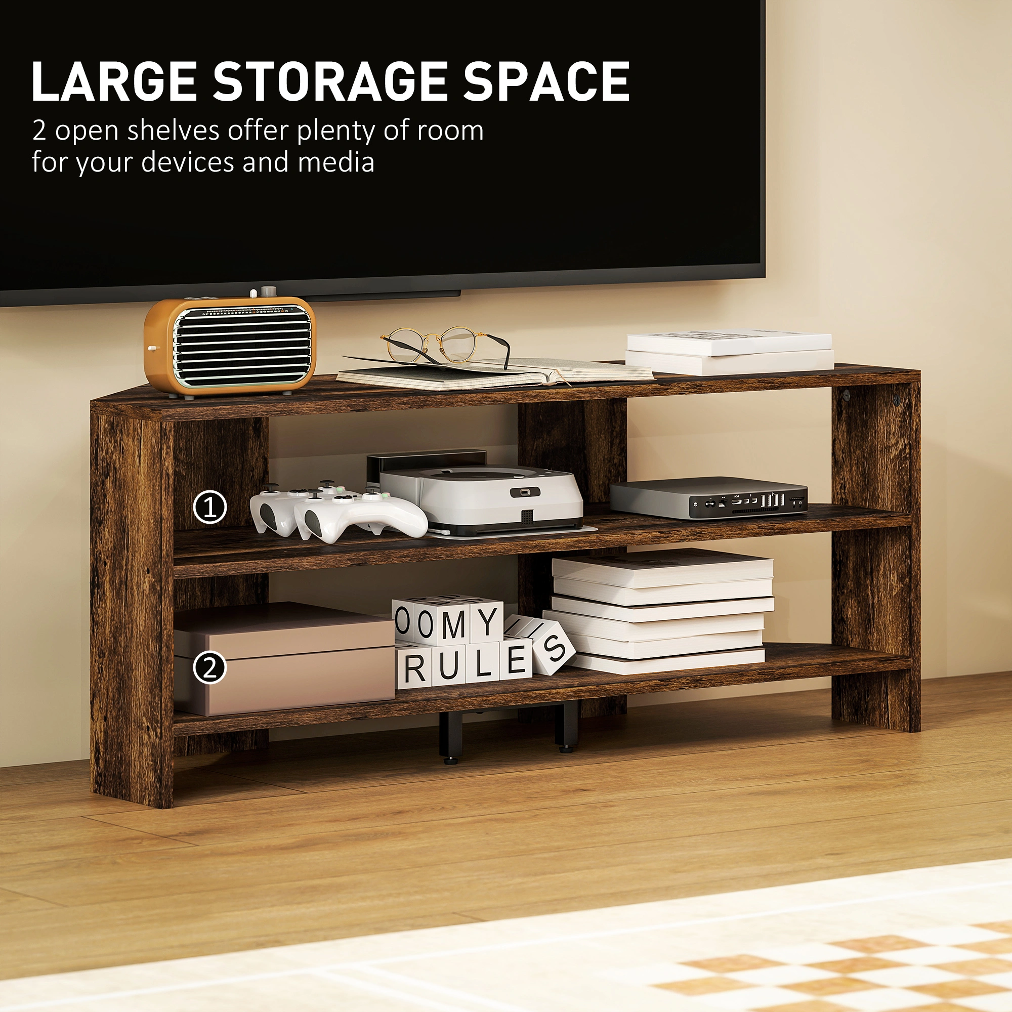 Modern TV Stand Cabinet - 55-65 inch Entertainment Center Storage Console view 2