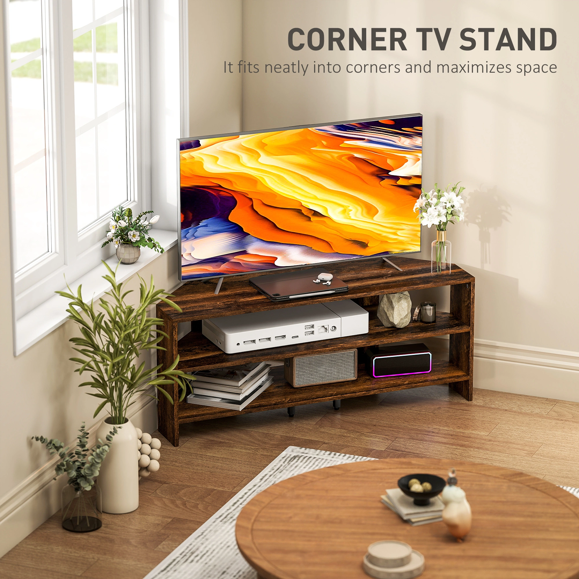 Modern TV Stand Cabinet - 55-65 inch Entertainment Center Storage Console view 4