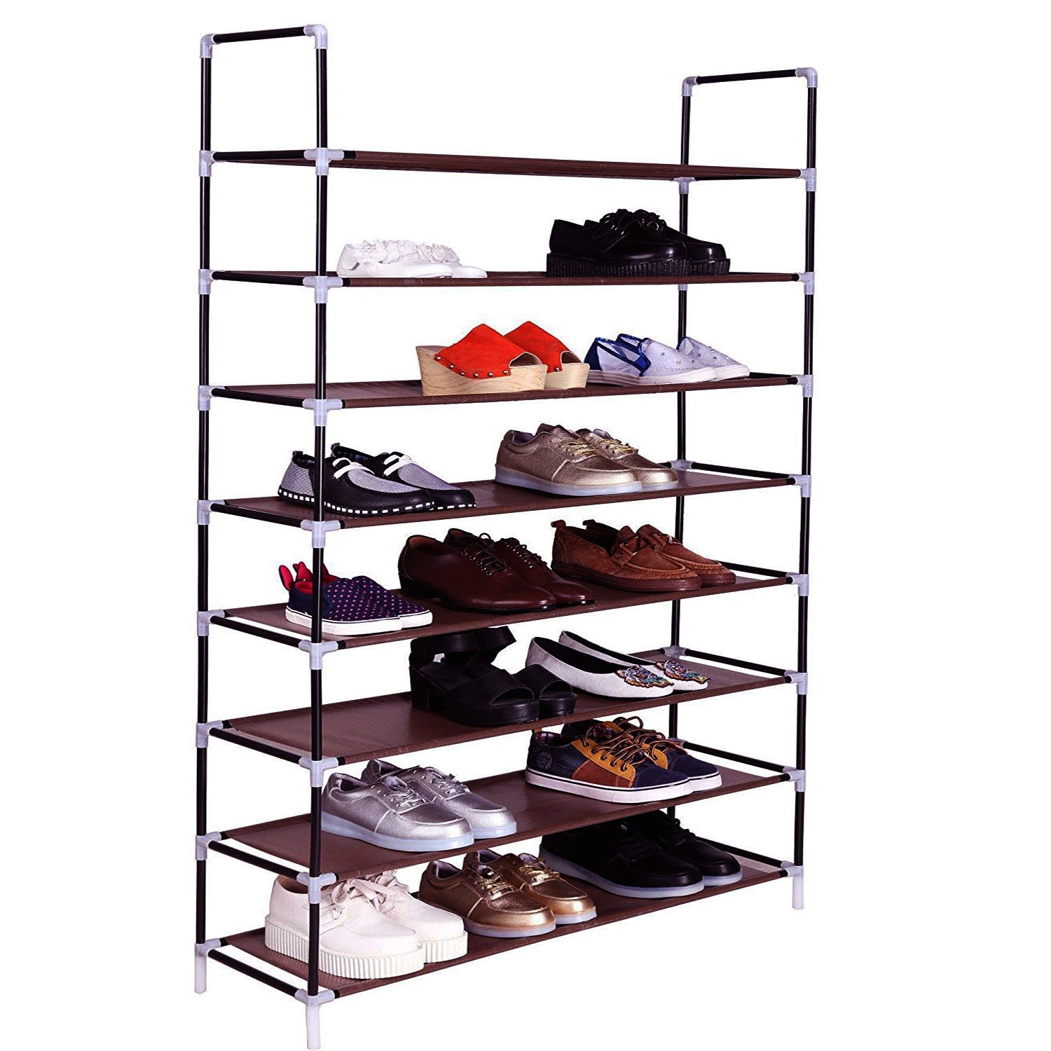 100cm Ultra Large 8-Layer Non-Woven Fabric & Steel Shoe Rack Organizer Dark Brown view 2
