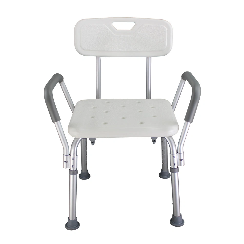 Medical Aluminum Shower Chair for Bathroom Safety, Tub Seat Bench with Backrest & Handles, Non-Slip Support for Elderly, White view 2