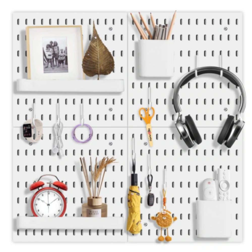 NEW White Wall Mounted Pegboard Tool Storage - Peg Board Set with Shelves & Hole Plate for Garage view 2