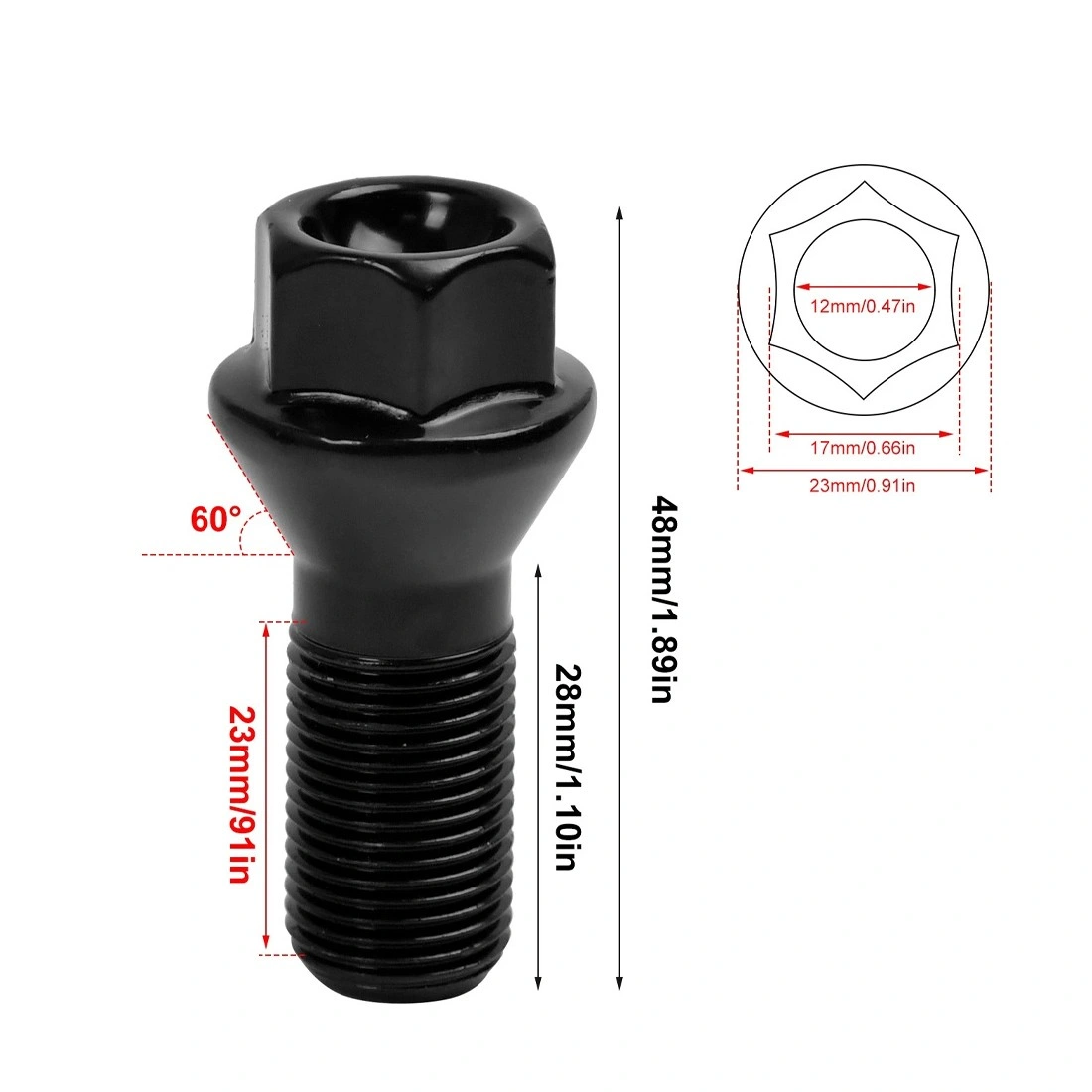 20Pcs Black BMW Wheel Bolts for 1-8 Series X1 X3 X5 X6 F20 F21 F40 M14x1.25 view 5