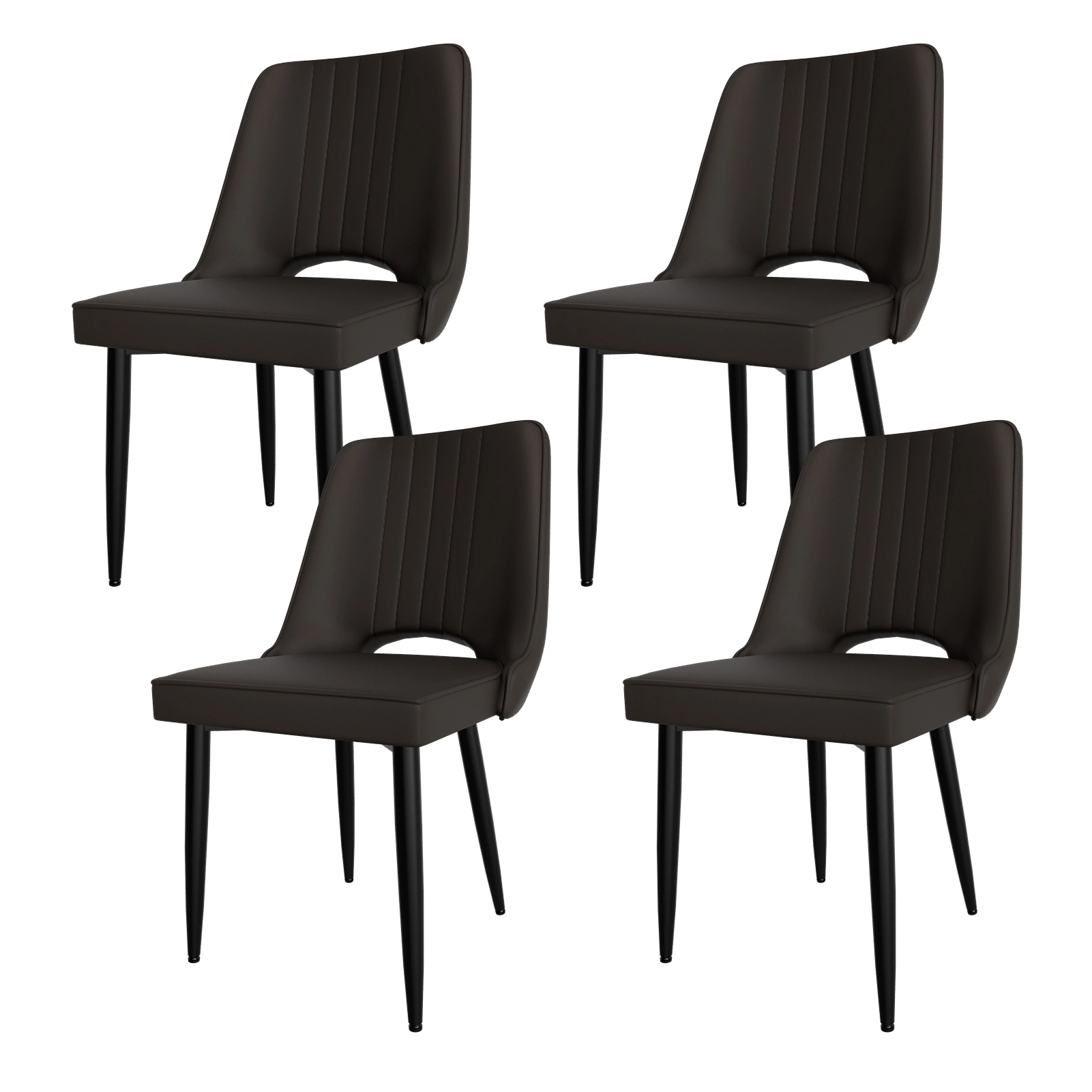 4er Set Esszimmerstühle Kunstleder gepolstert Hohe Rückenlehne, Moderne Küchenstühle Metallfüße, Esstischstuhl für Wohnzimmer Küche